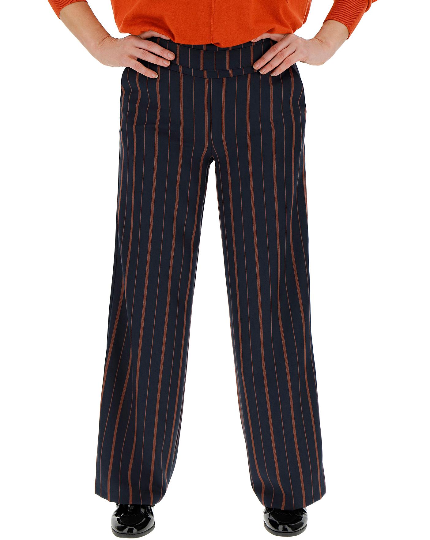 Pin Stripe Wide Leg Trousers | Oxendales