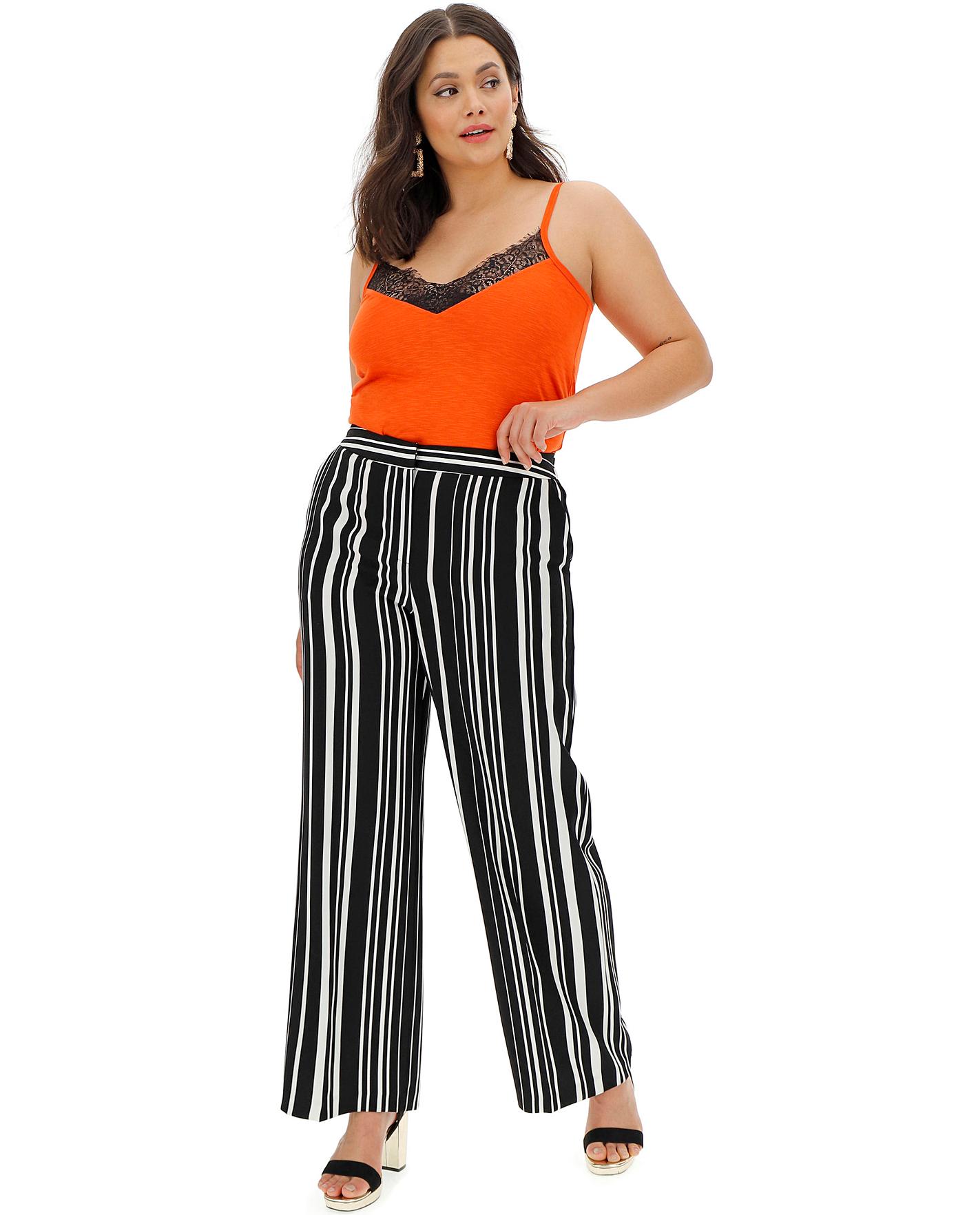 Mono Stripe Wide Leg Trousers | Simply Be
