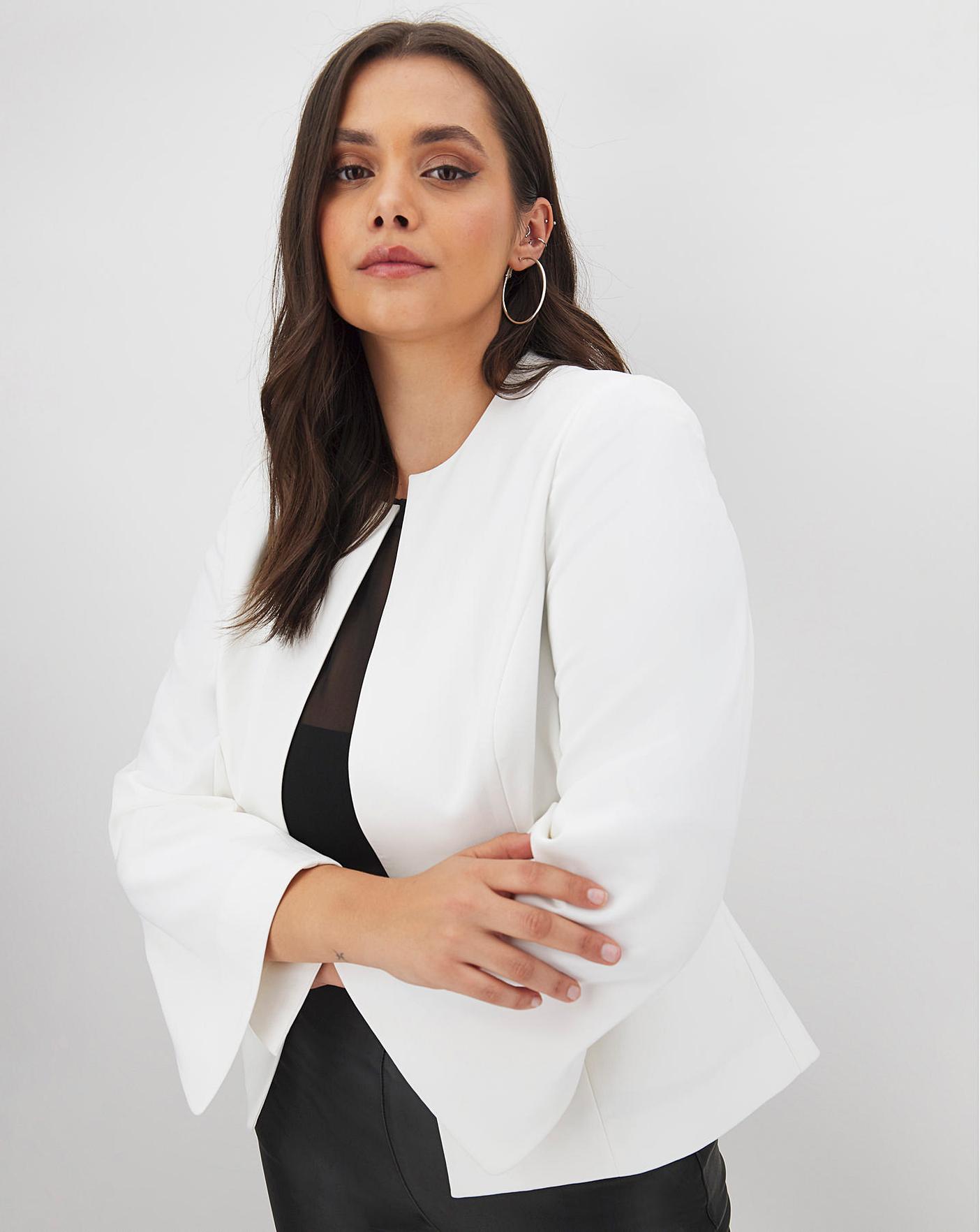 White Edge To Edge Cropped Blazer Fashion World