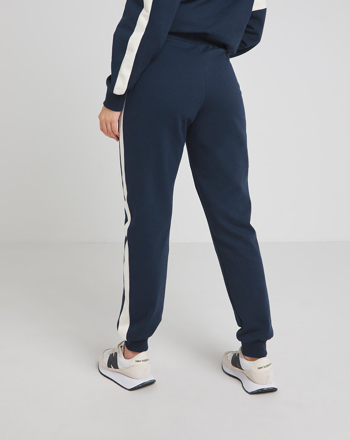 Navy side cheap stripe joggers