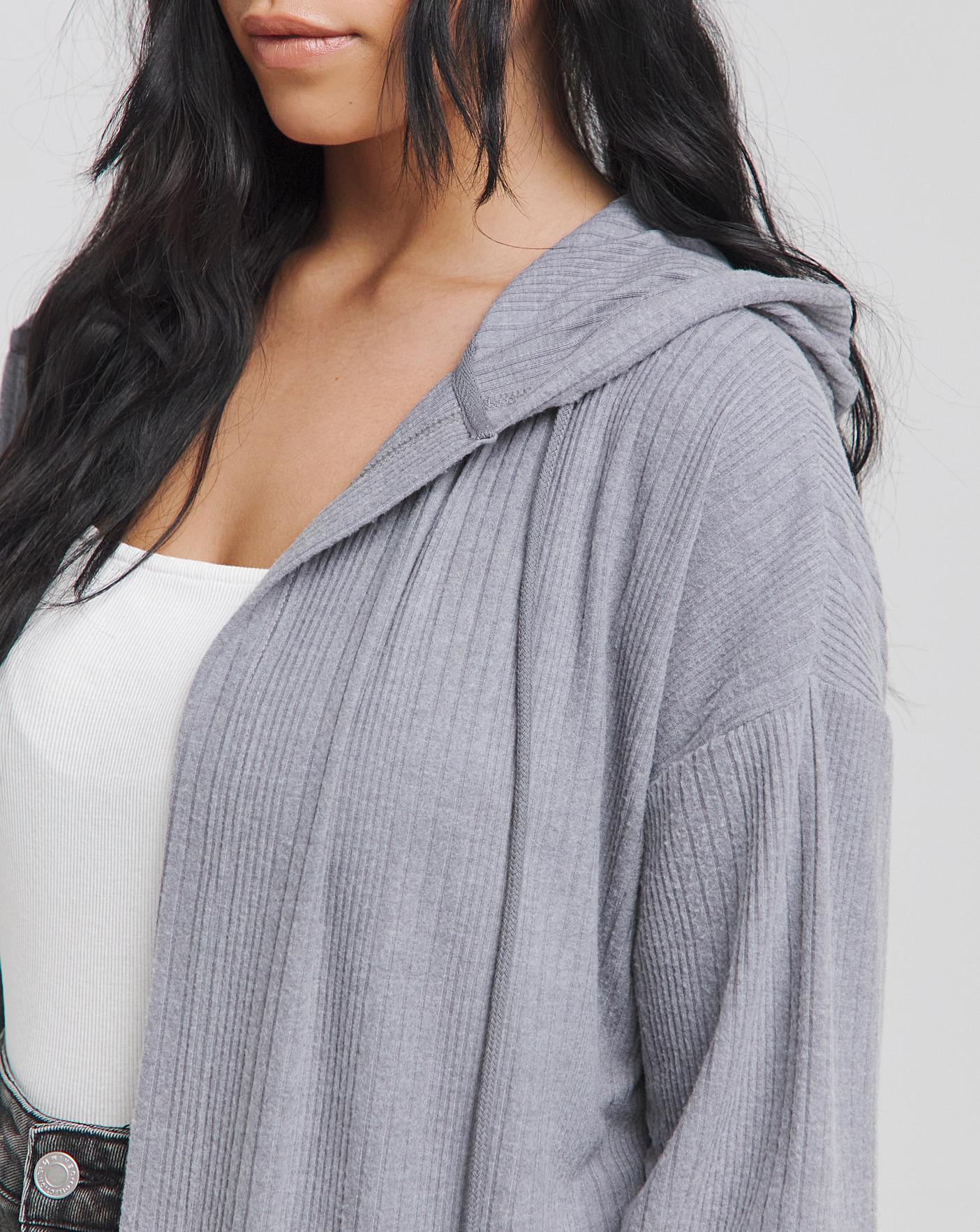 Grey hooded cardigan sale