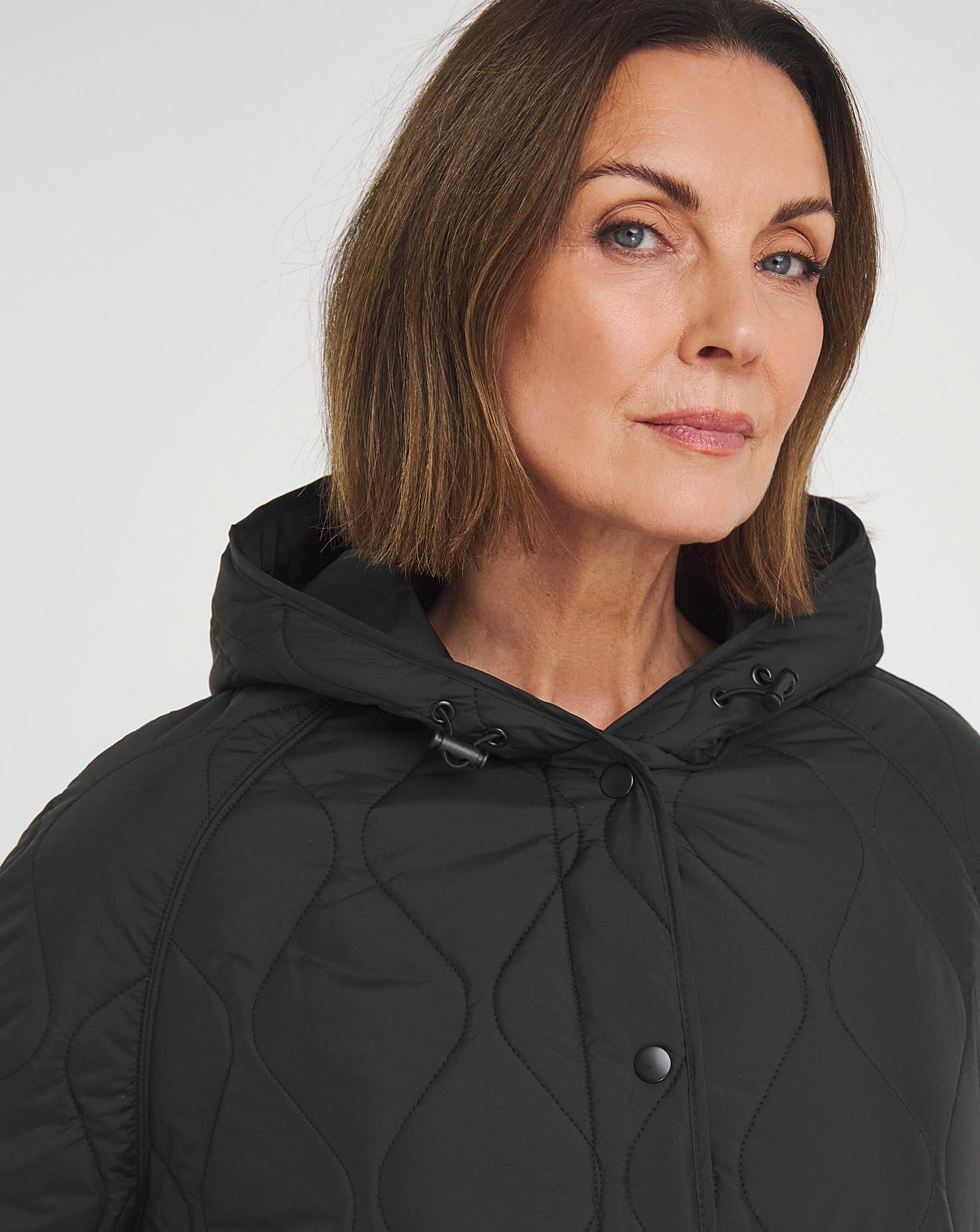 Black Hooded Quilted Jacket | J D Williams