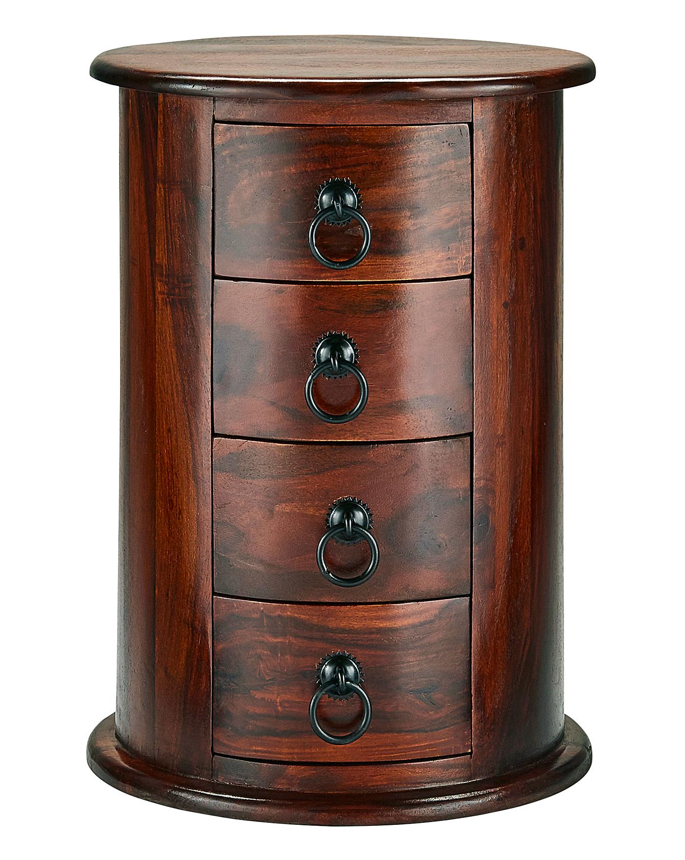 Acacia Wood Drum Chest 4 Drawer House of Bath