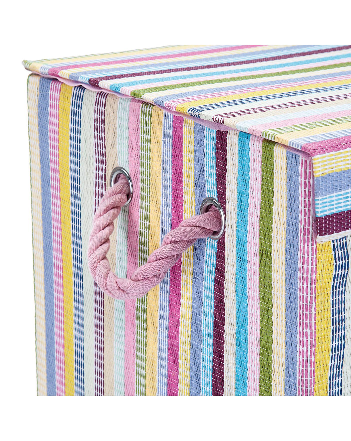 Minky Candy Stripe Laundry Basket Fashion World