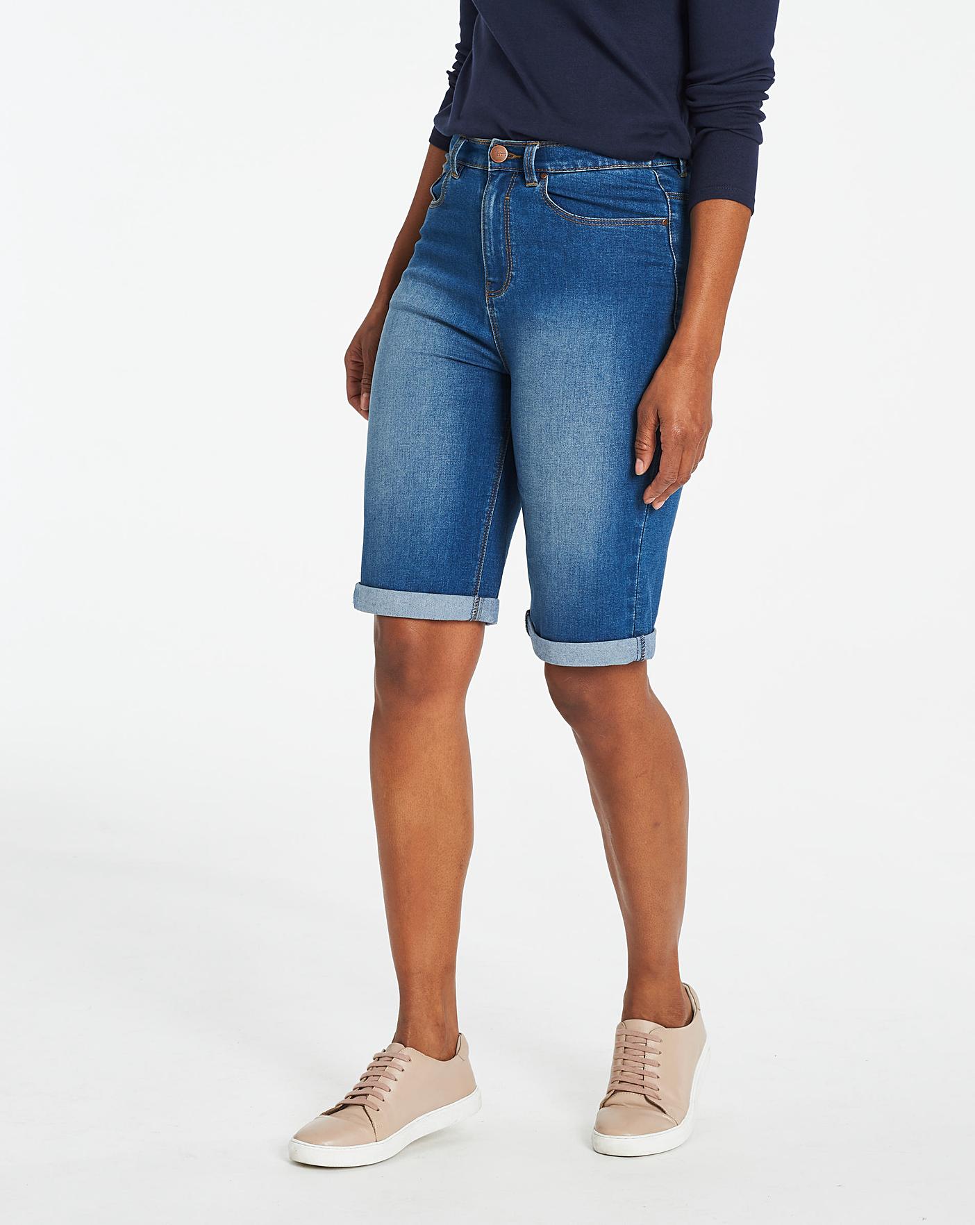 knee length jean shorts