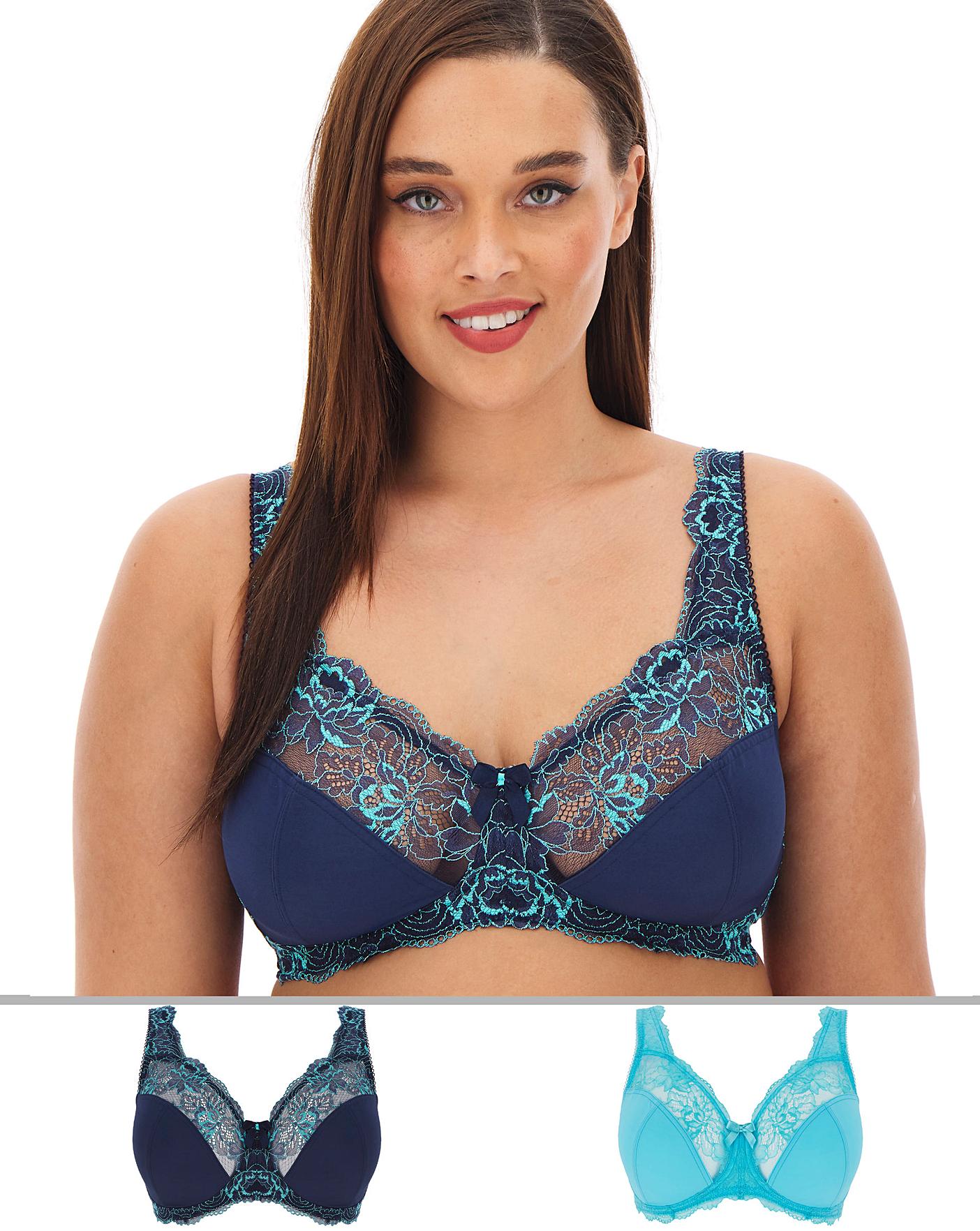 2 Pack Ella Lace Non Wired Bras | Simply Be
