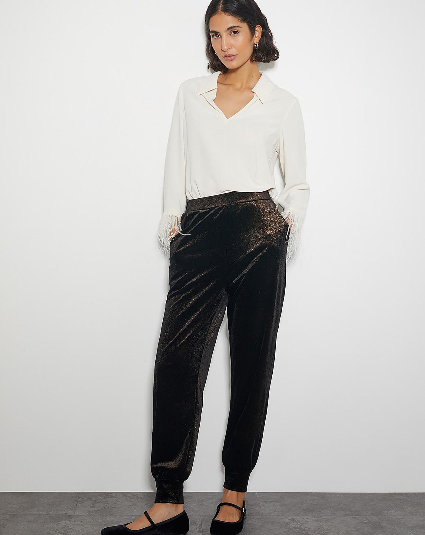 Monsoon Gigi Glitter Velvet Trousers Simply Be