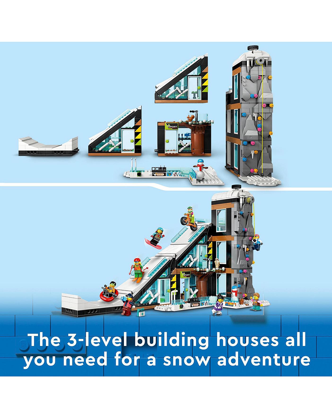 LEGO City Ski and Climbing Center Building Toy Set, 3-Level Building with a  Ski Slope, 8 Minifigures and 2 Animal Figures for Imaginative Winter