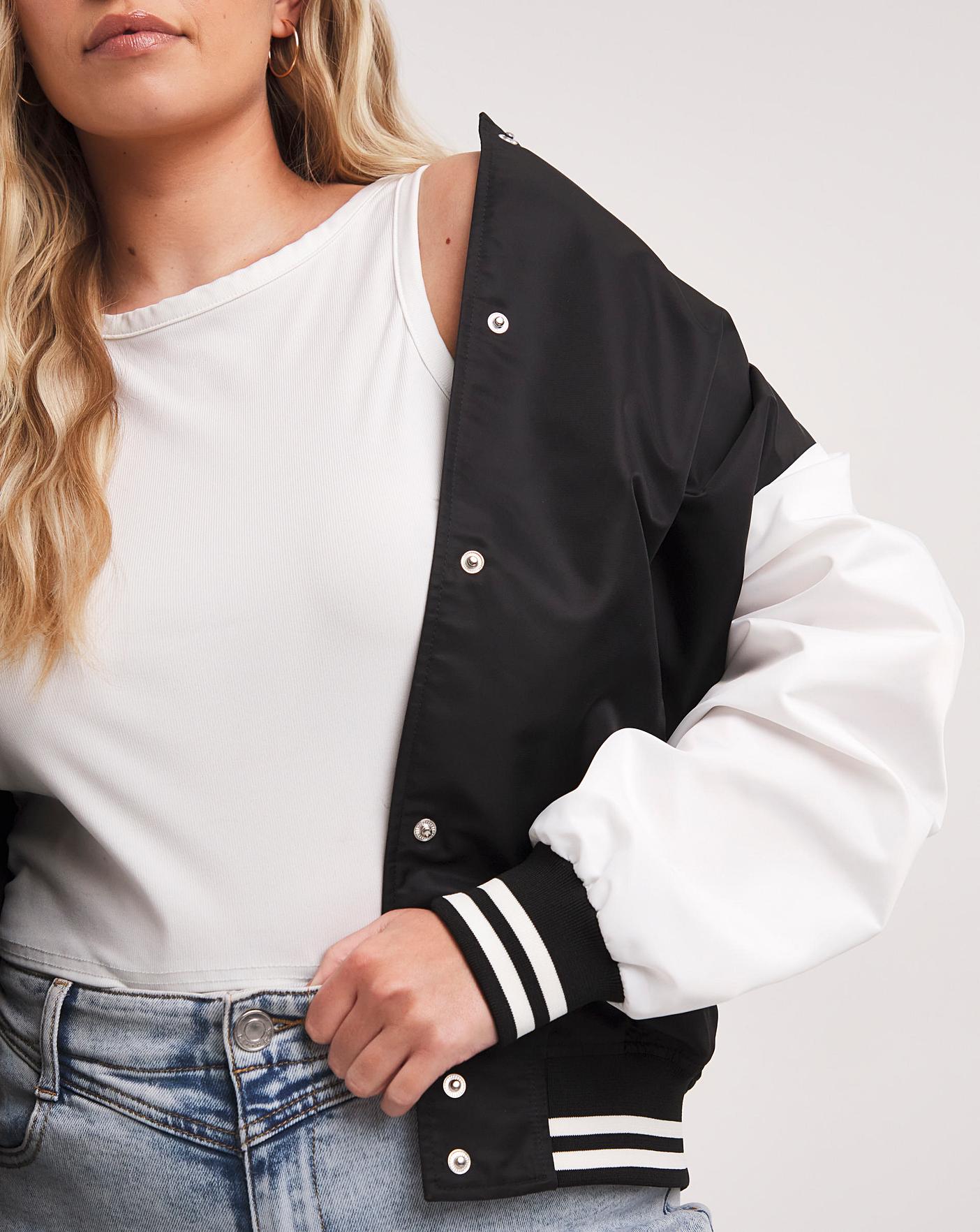 Men's Jersey Varsity Bomber Jacket Black & White Combo - Hatti24 - Online  Shopping Platform In Pakistan