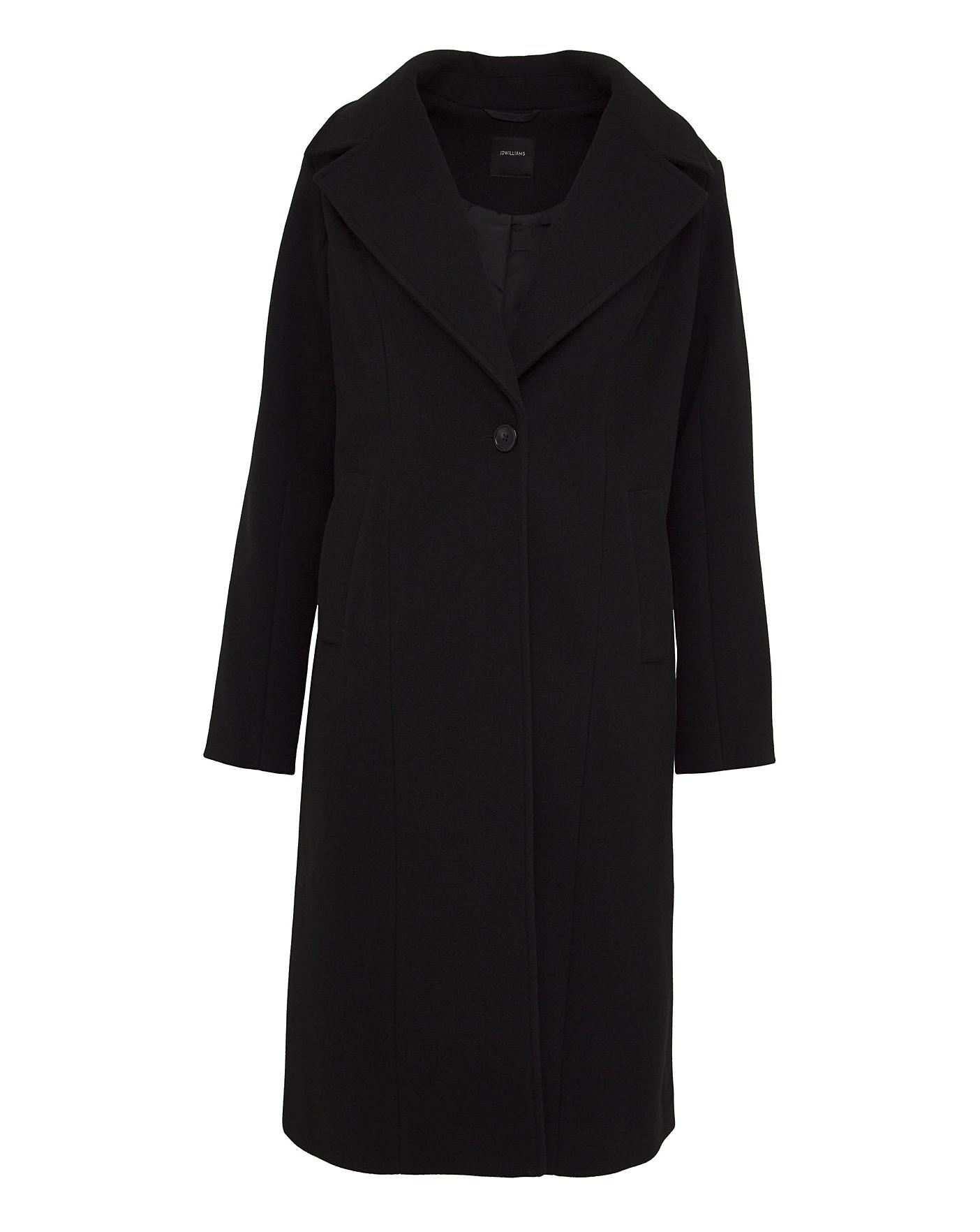 Black Lined Single Breasted Coat | J D Williams