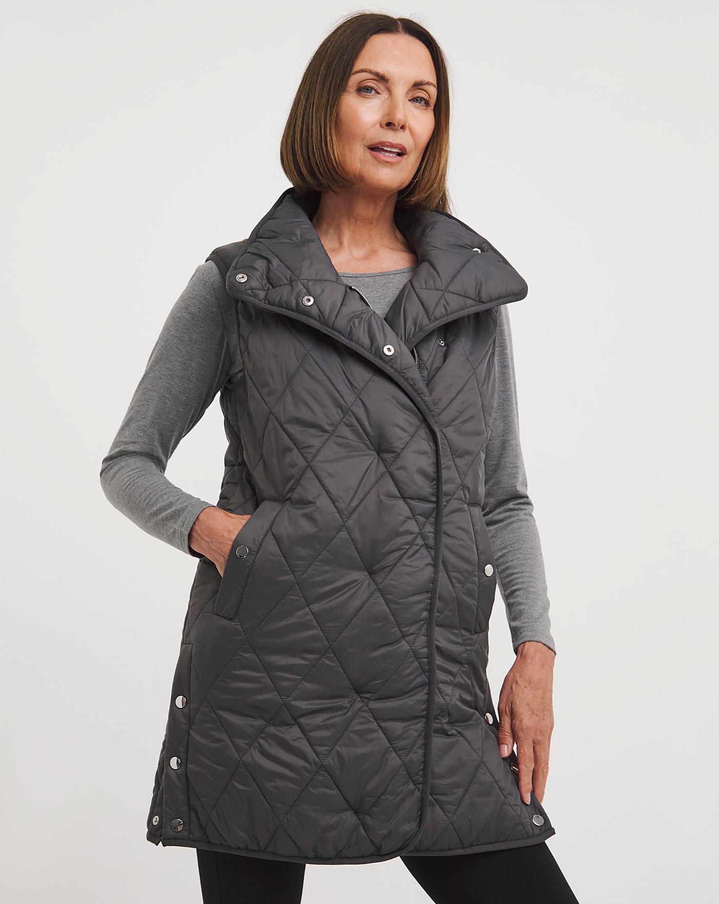 Charcoal Asymmetric Quilted Gilet | Marisota