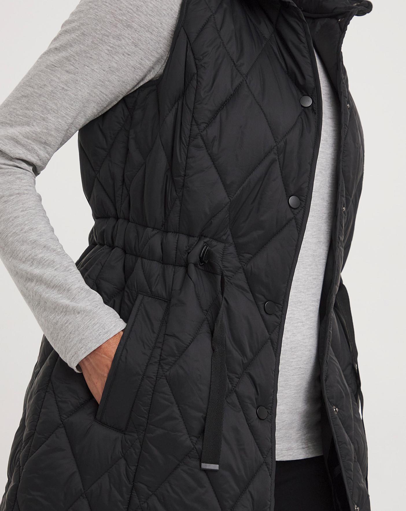 Black Adjustable Waist Quilted Gilet J D Williams