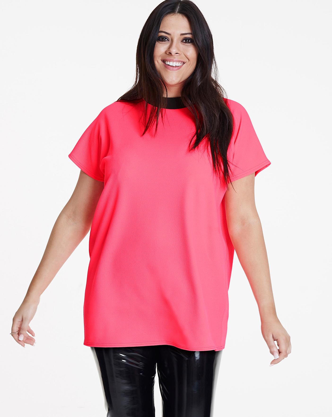 neon pink high neck top