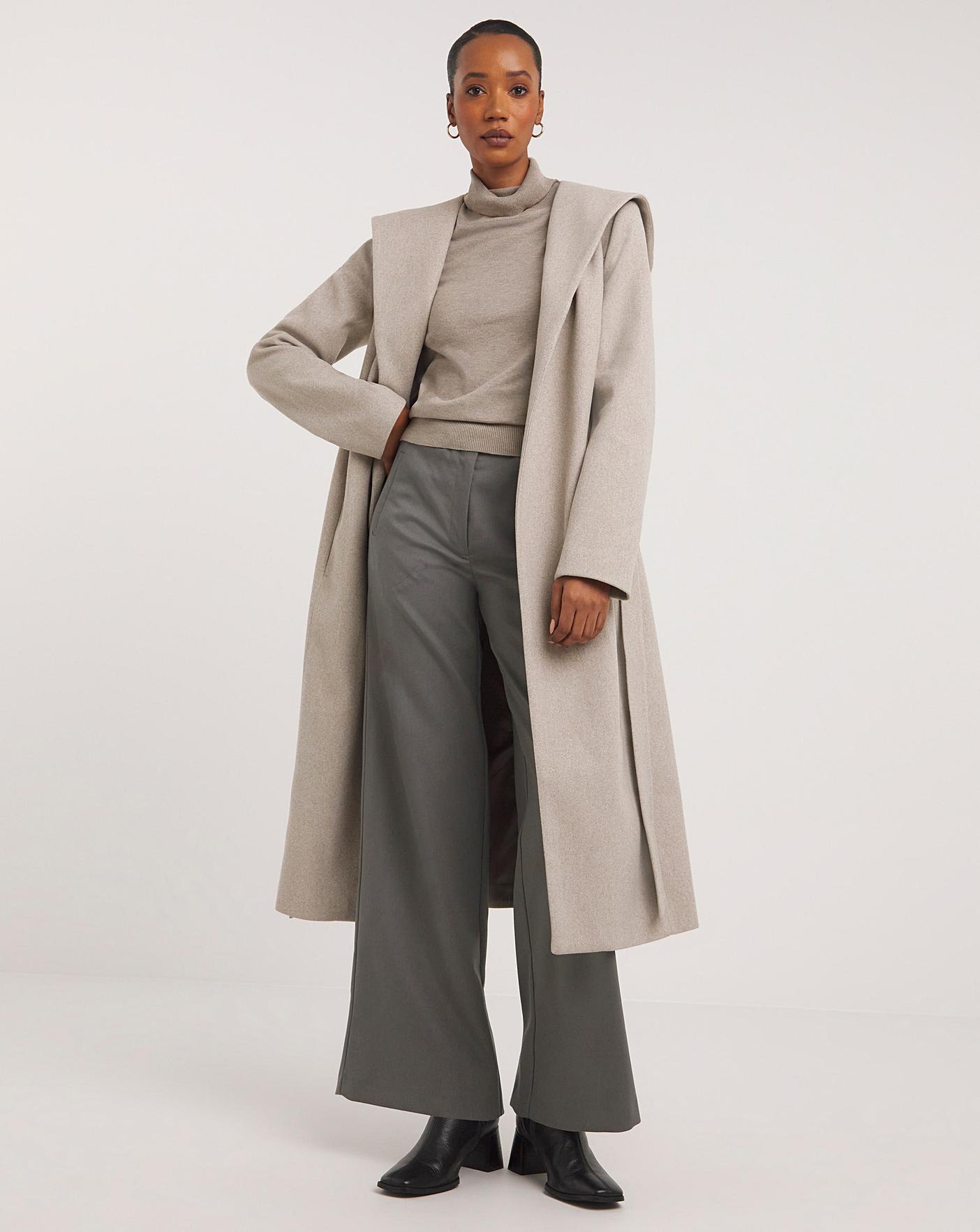 Oatmeal Hooded Robe Coat | J D Williams