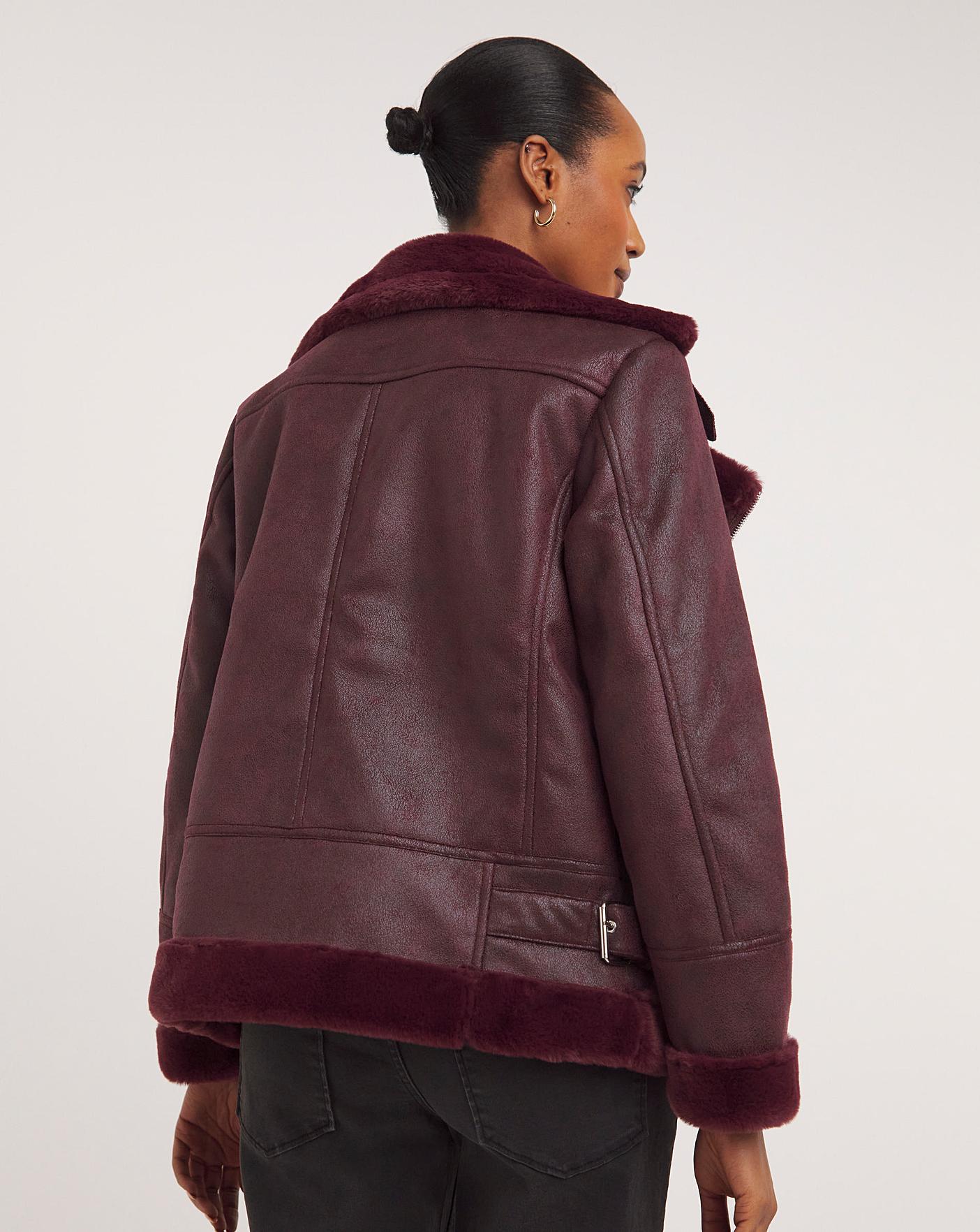 Burgundy aviator jacket sale