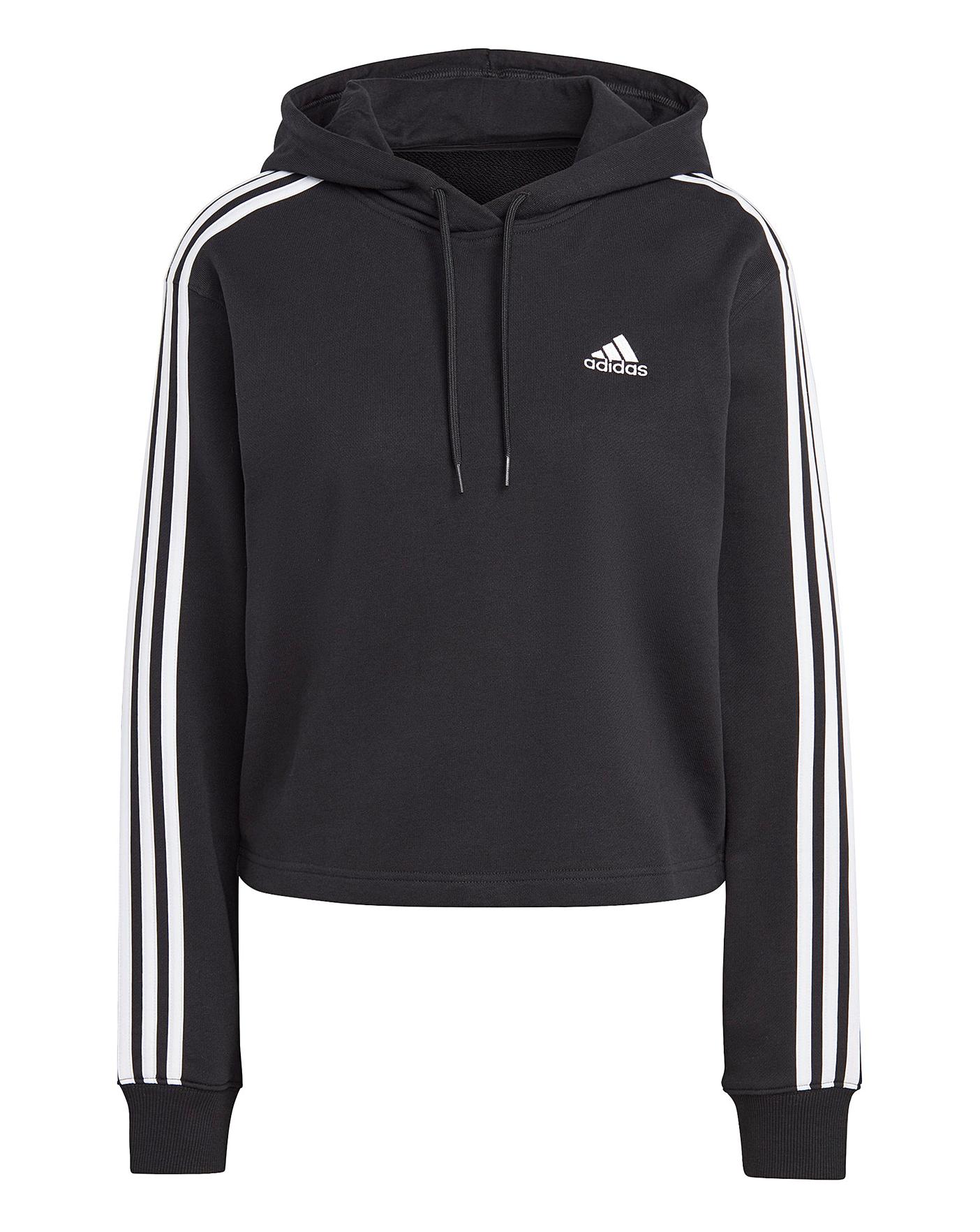 Adidas originals cropped hoodie hot sale black