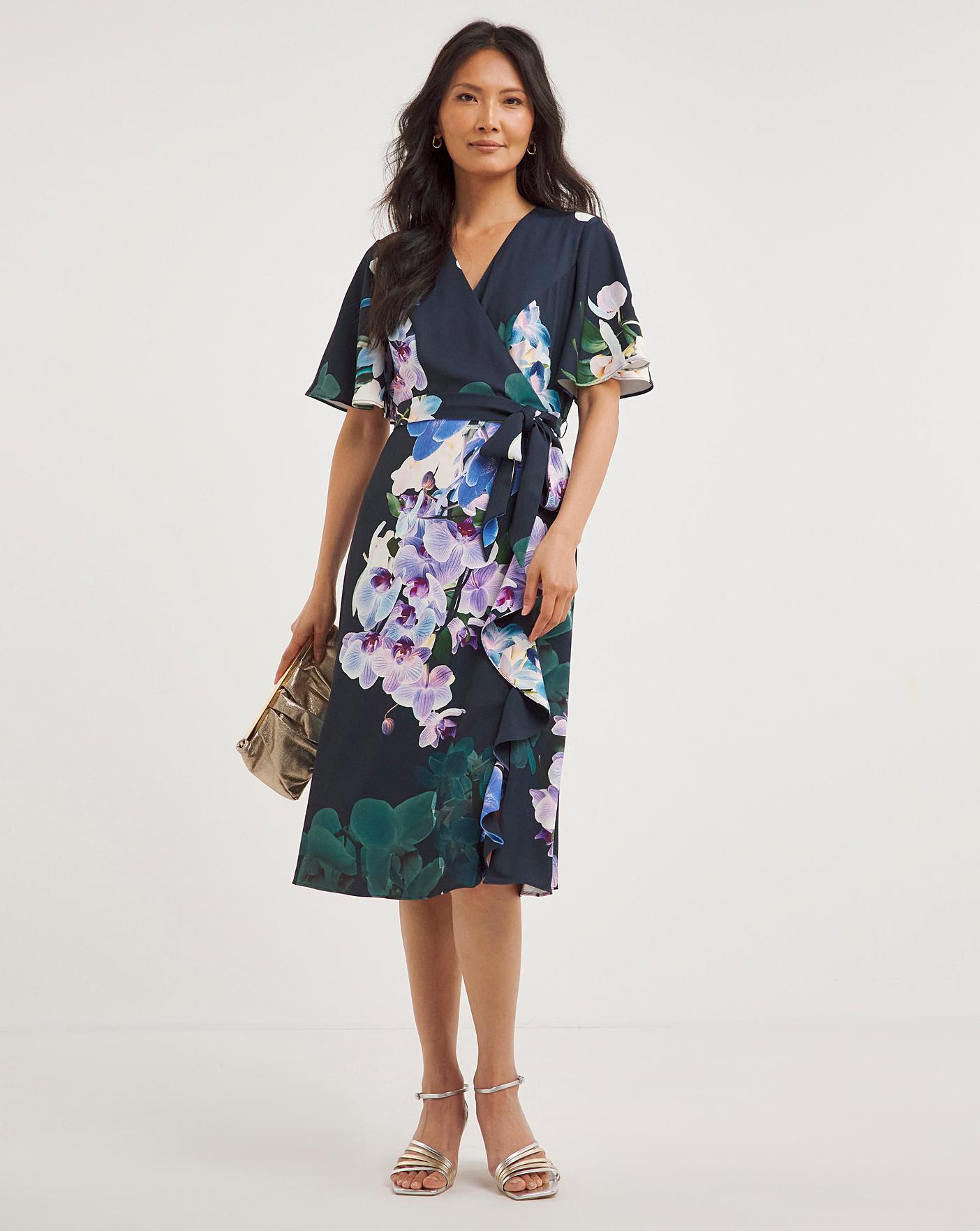 Joanna Hope Floral Angel Sleeve Dress