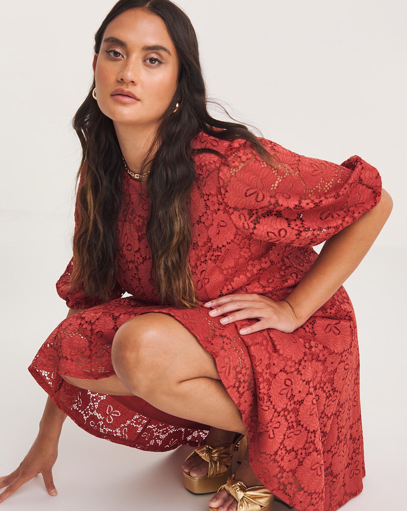 Joanna hope 2025 red lace dress