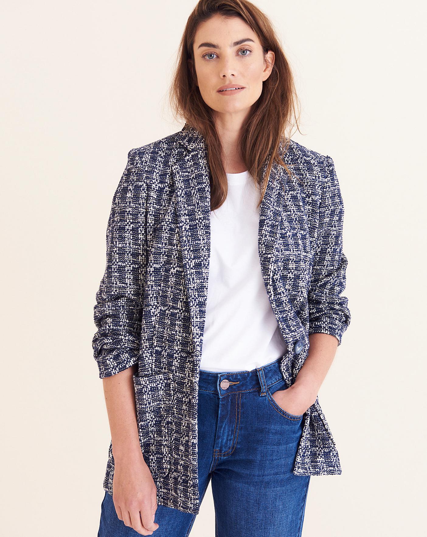 Navy Check Ponte Blazer | J D Williams