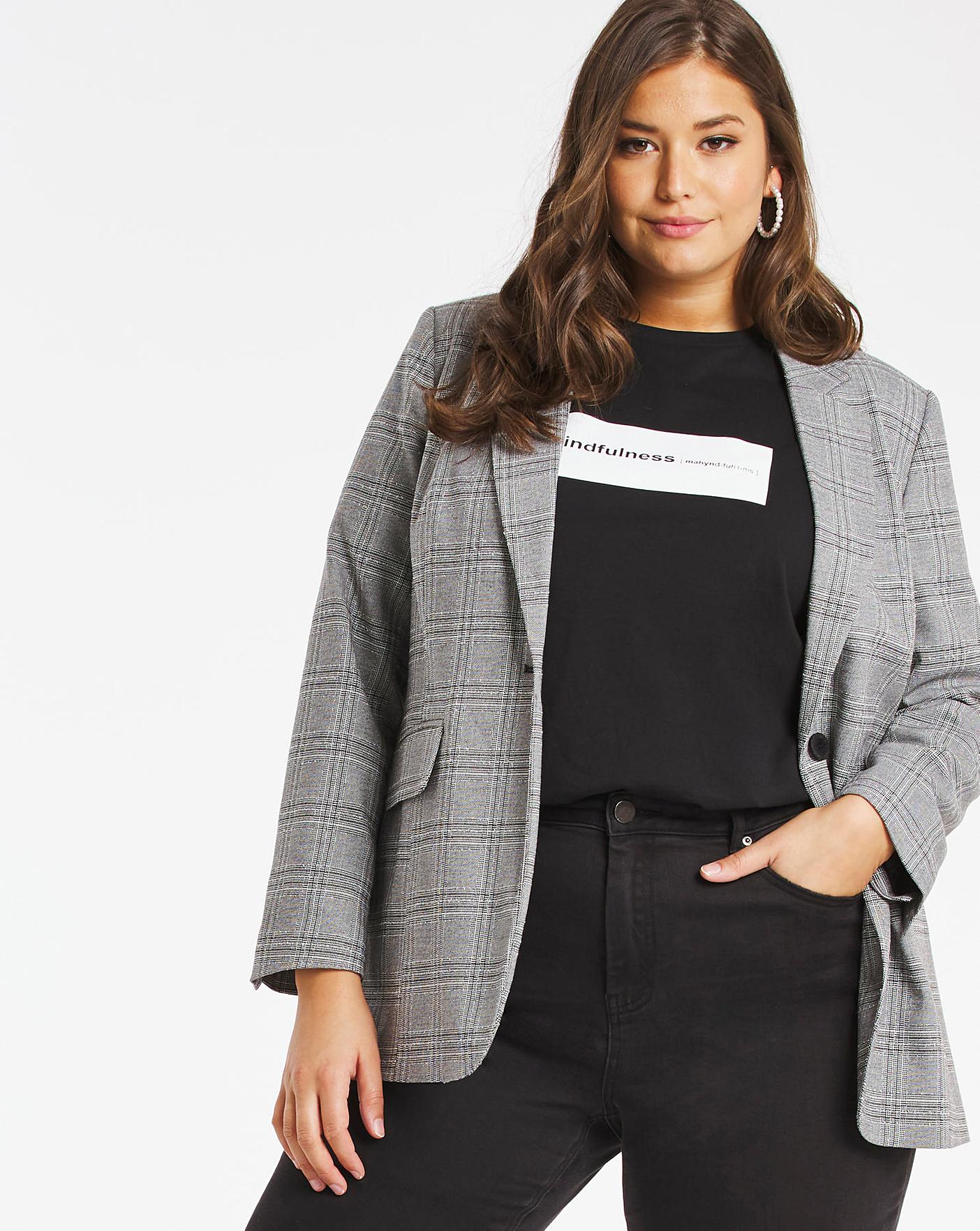 Oversized hotsell check blazer