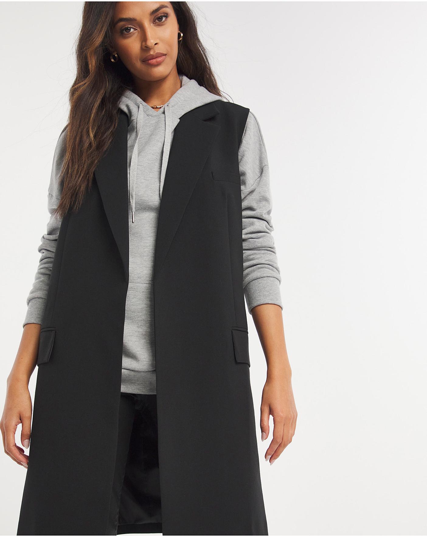 sleeveless longline jacket women's