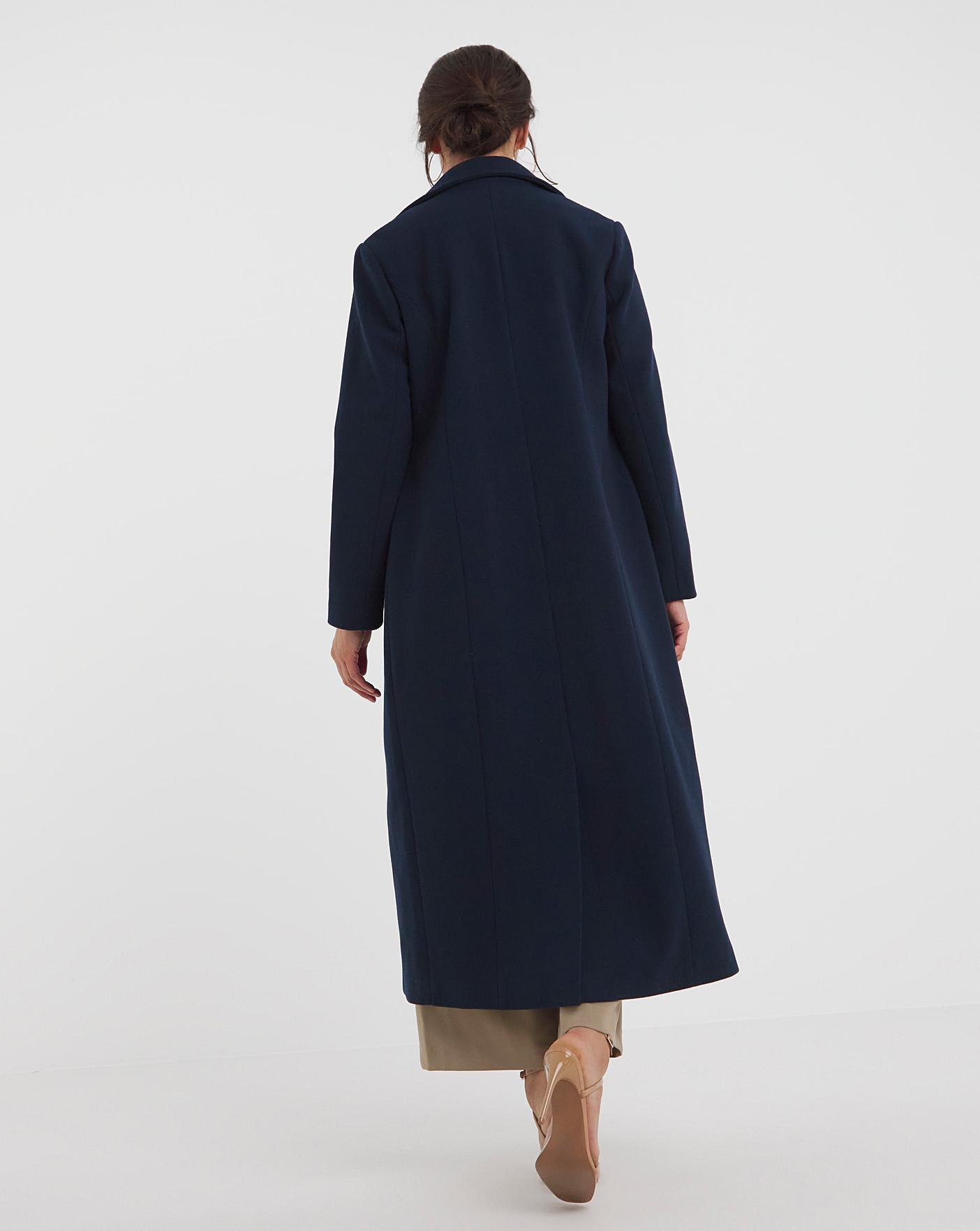 Navy Maxi Wool Look Coat | Fashion World