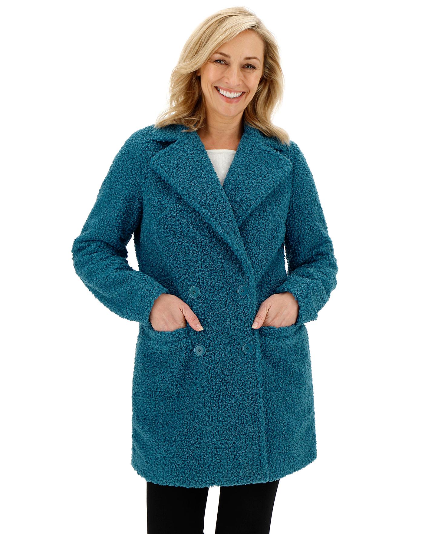 teal fur coat