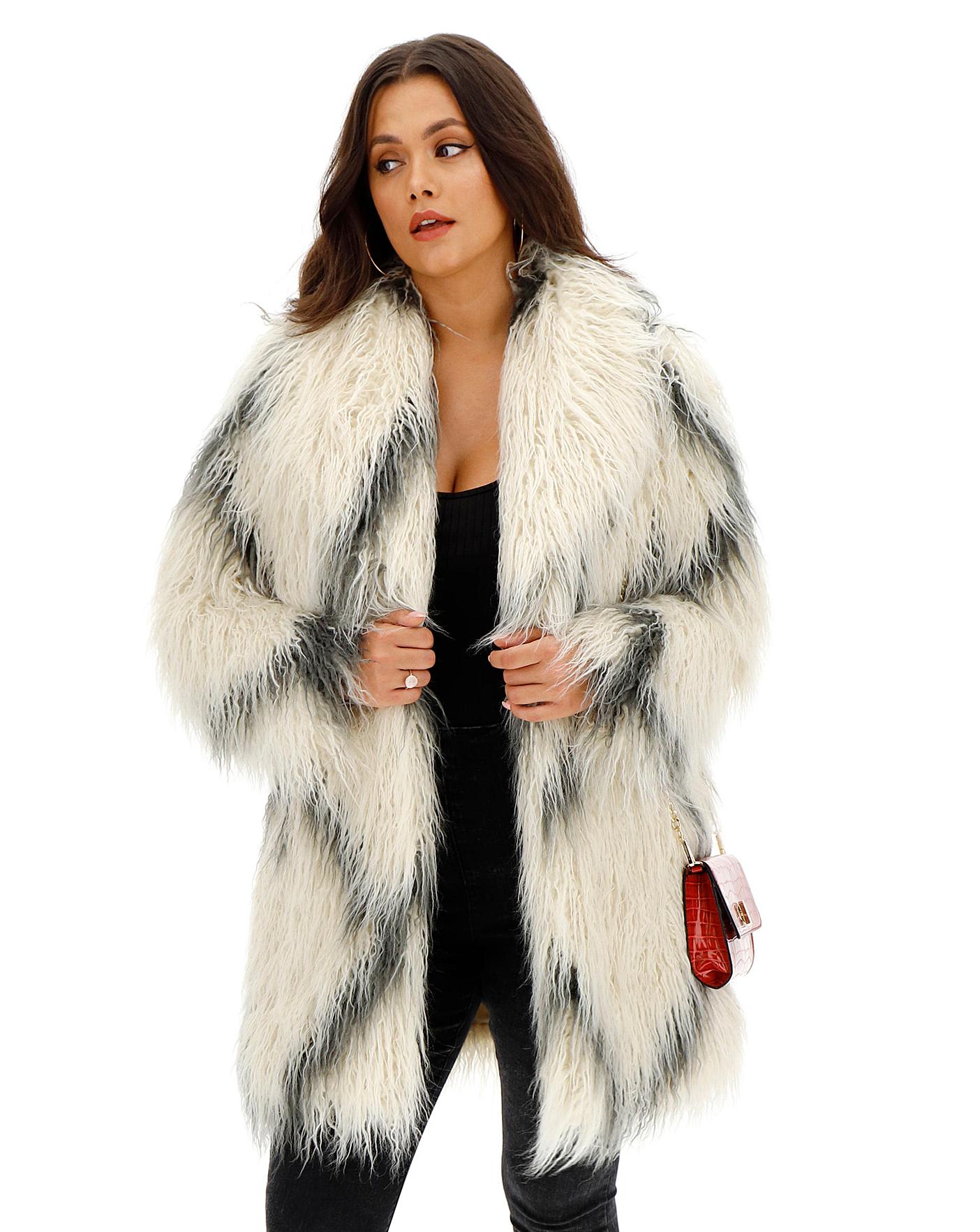Cream Longline Shaggy Faux Fur Coat | Simply Be