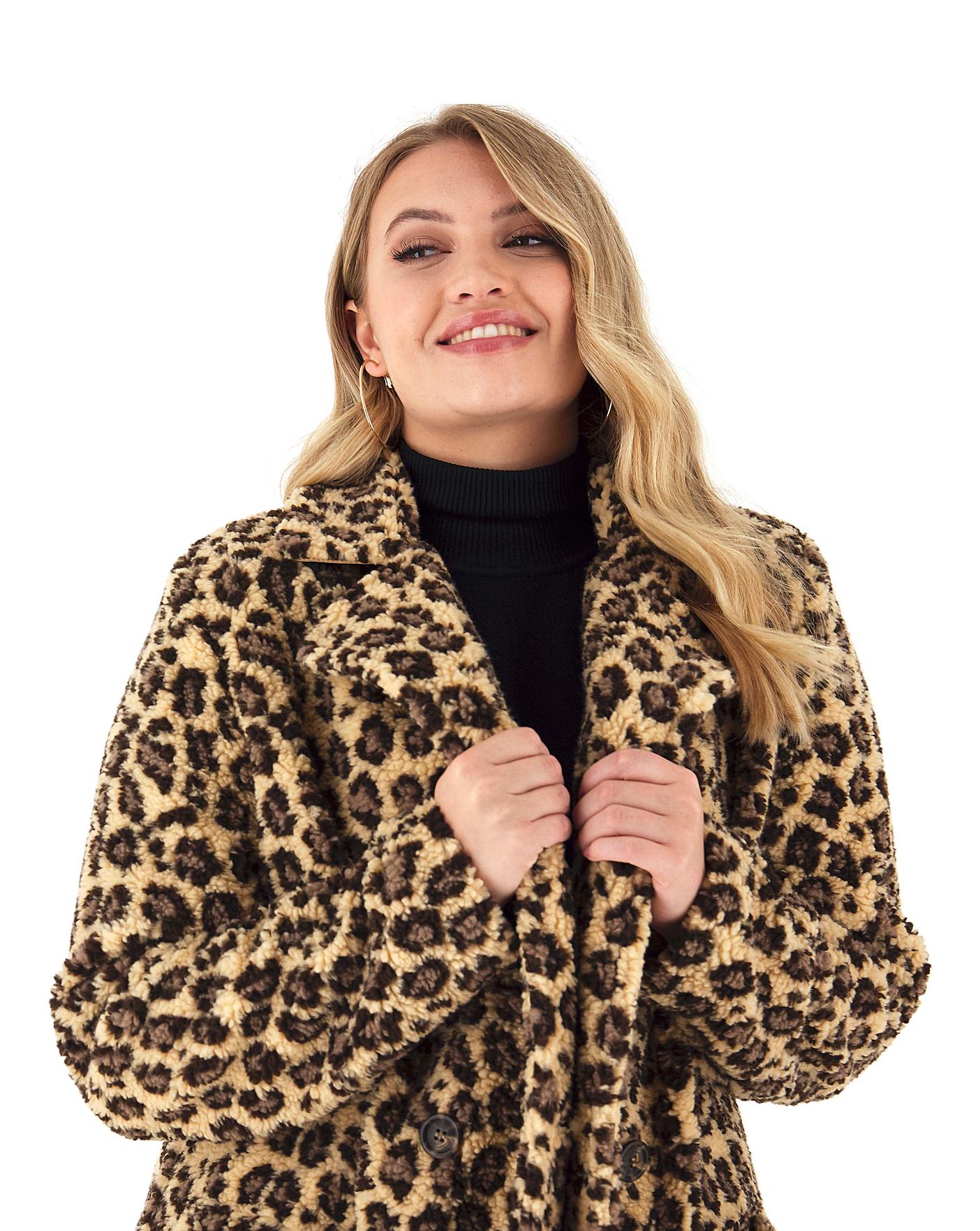 Leopard Print Teddy Faux Fur Coat | Simply Be