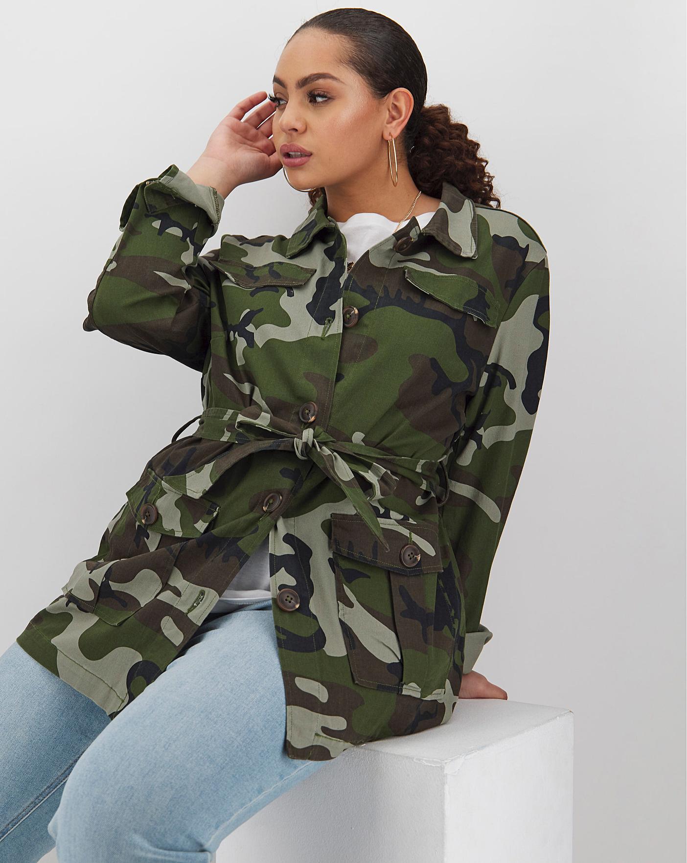 Camo Print Belted Utility Jacket | Simply Be