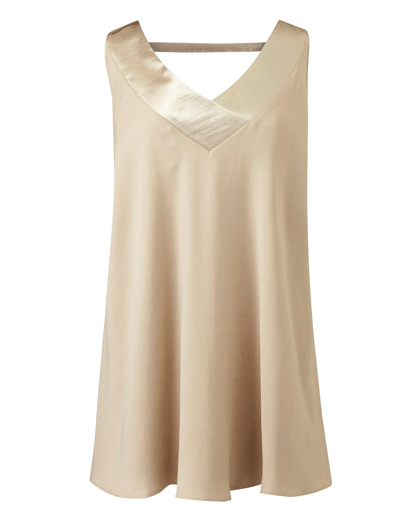 Oyster Chiffon Vest Top With Satin Trim | J D Williams