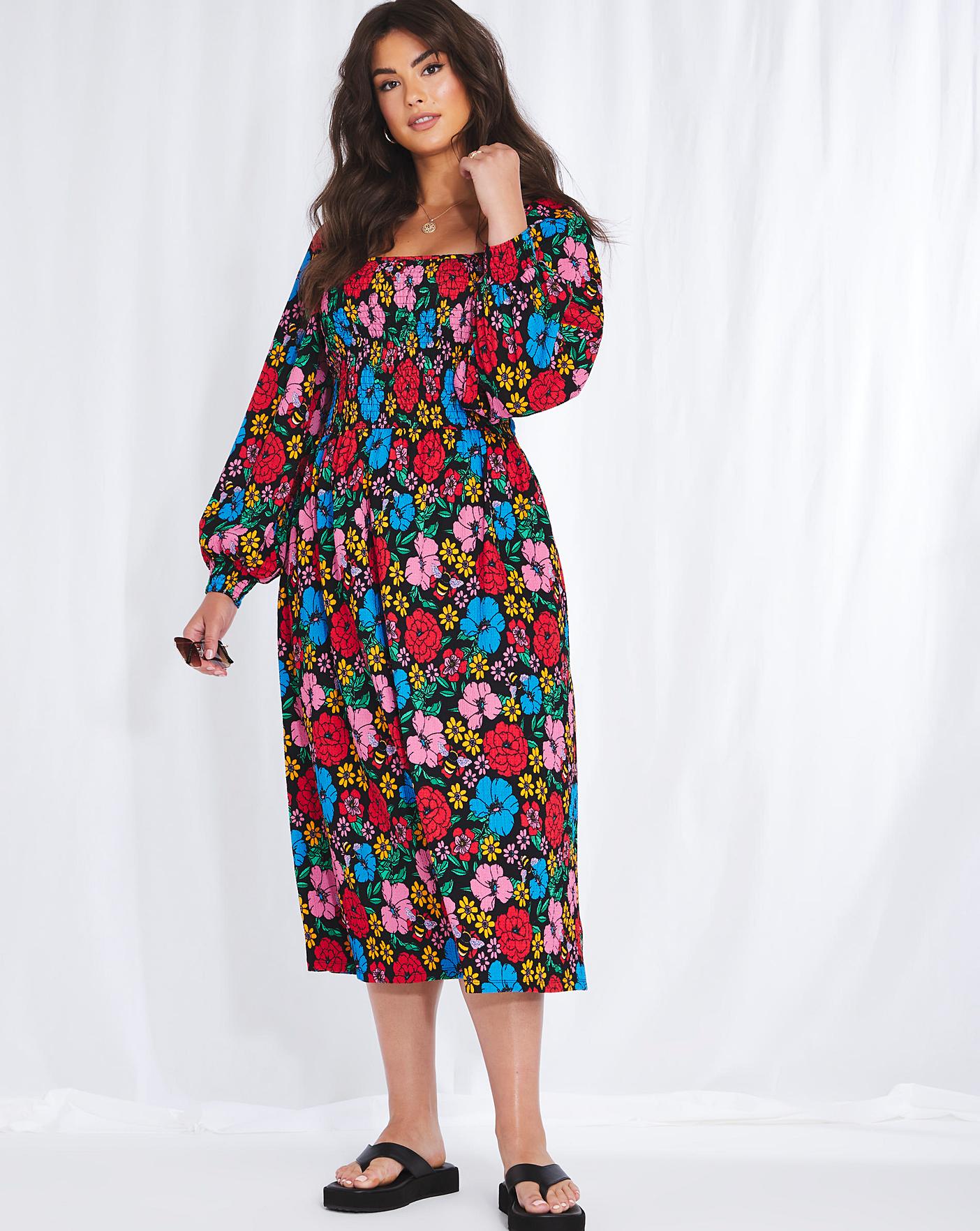 Emma Mattinson Shirred Square Neck Midi 