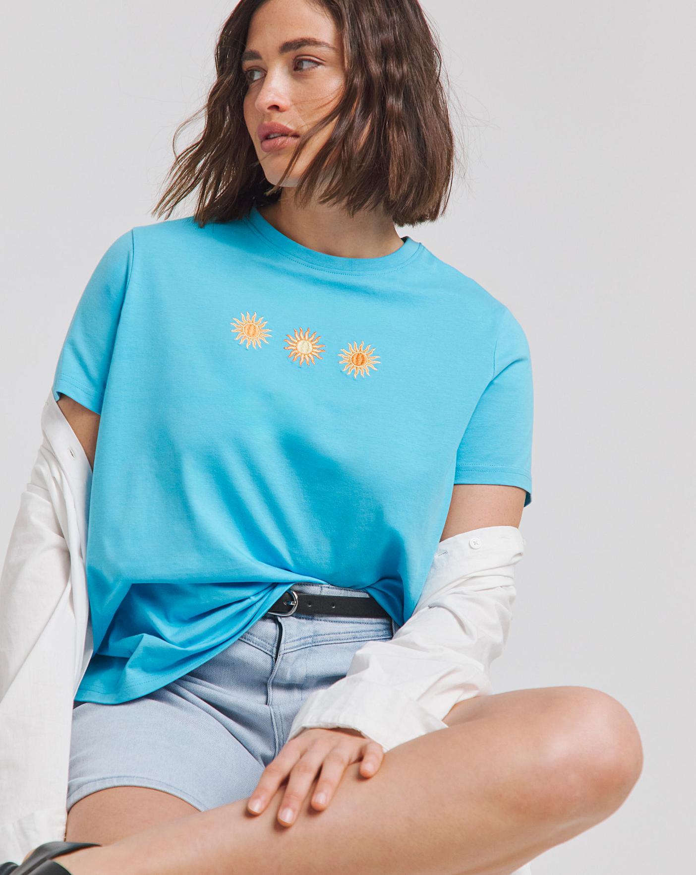 Sun Embroidered T Shirt