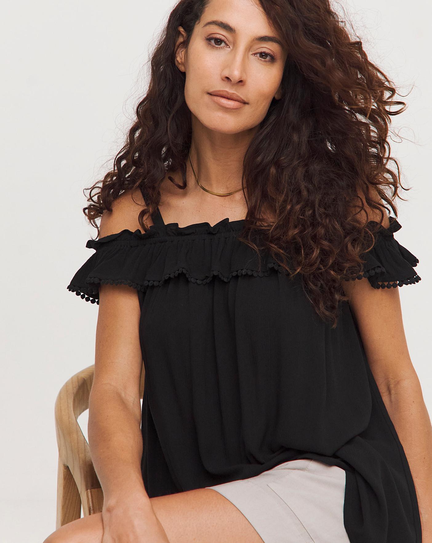 Ruffle Bardot Top Oxendales