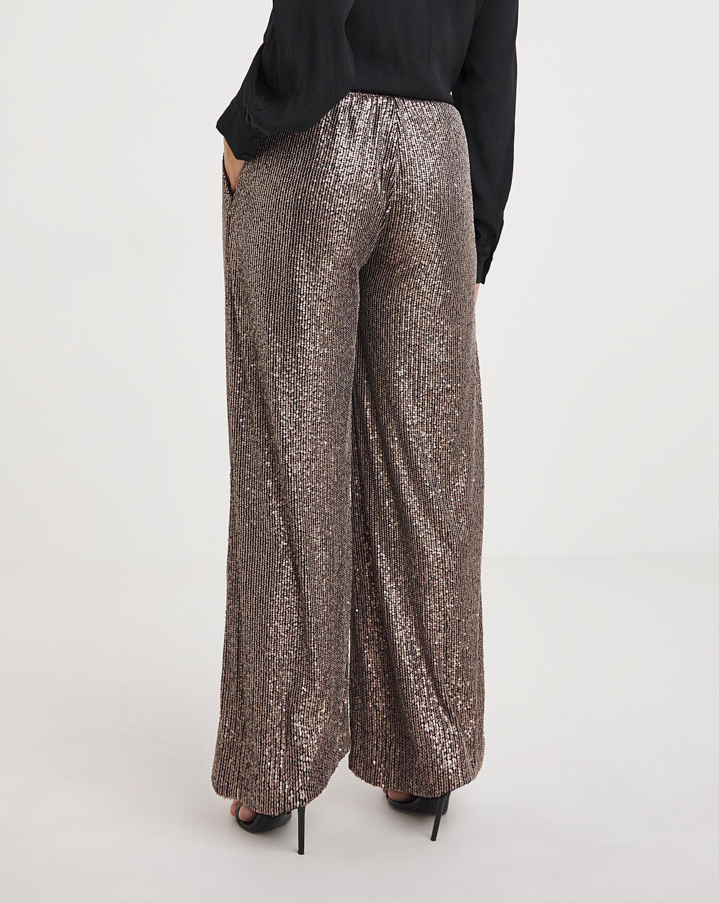 Grey sequin pants ALESSIA - | Libelloula Clothing