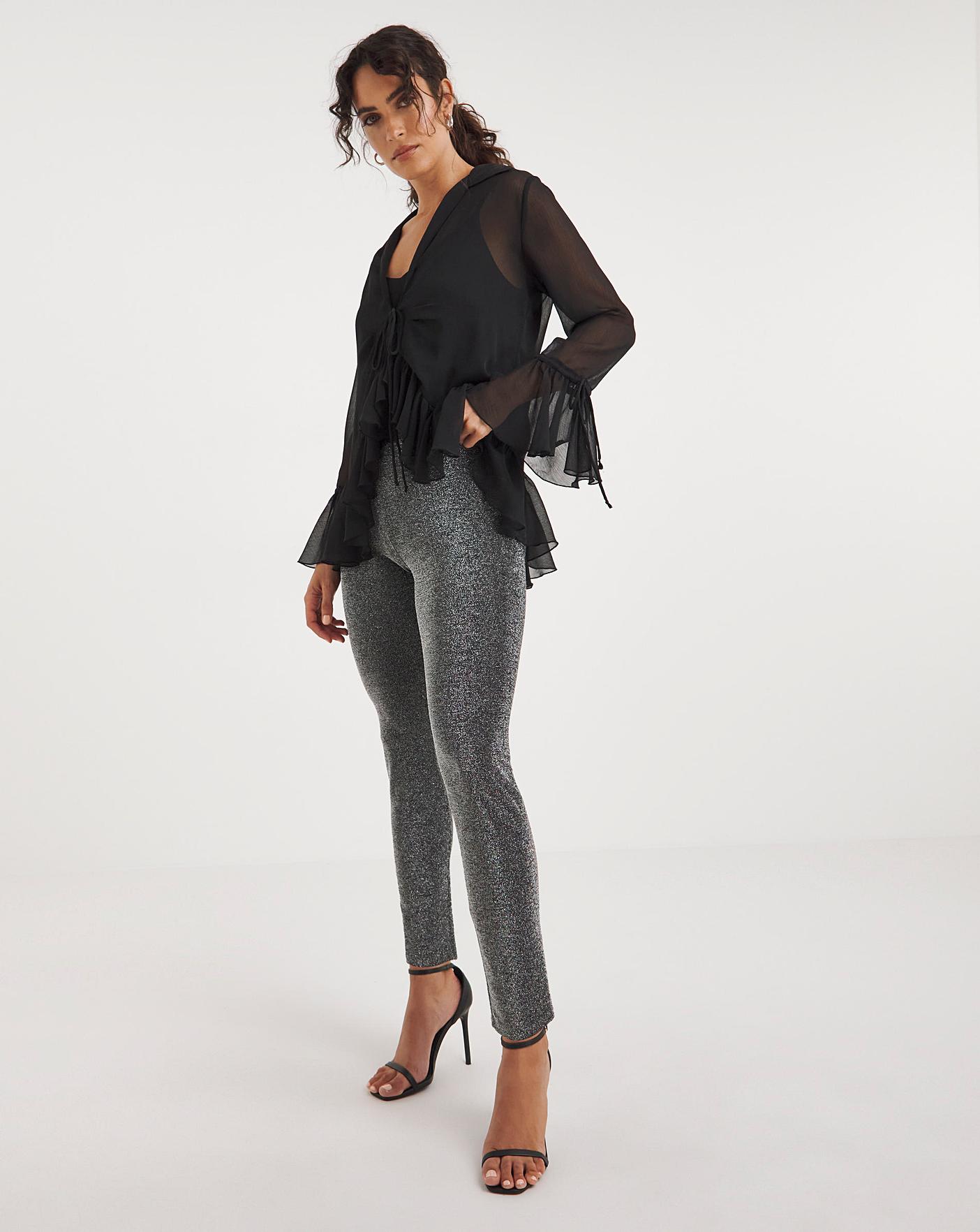 Jersey leggings with sequins in Silver for