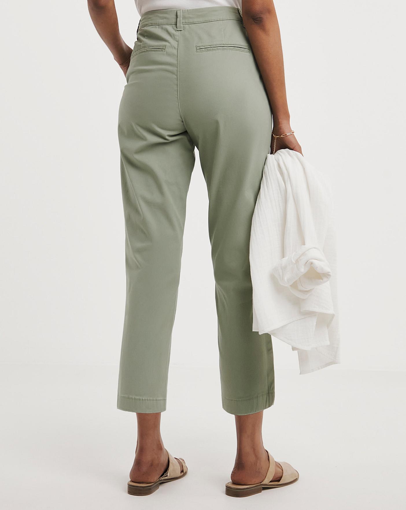 Sage Stretch Cropped Chino Trousers | Ambrose Wilson