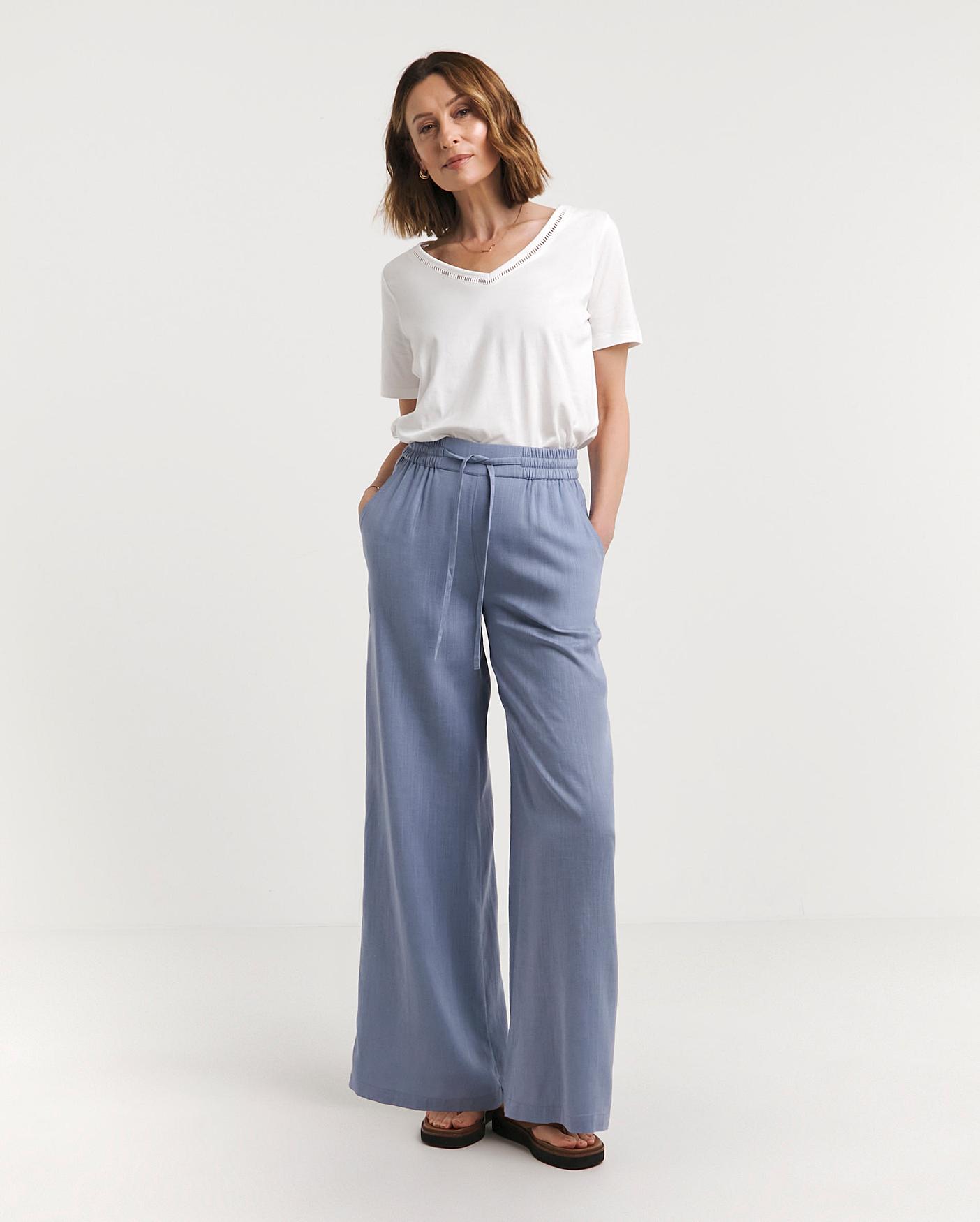 Buy Reiss Ice Blue Demi Linen Wide Leg Garment Dyed Trousers from Next USA
