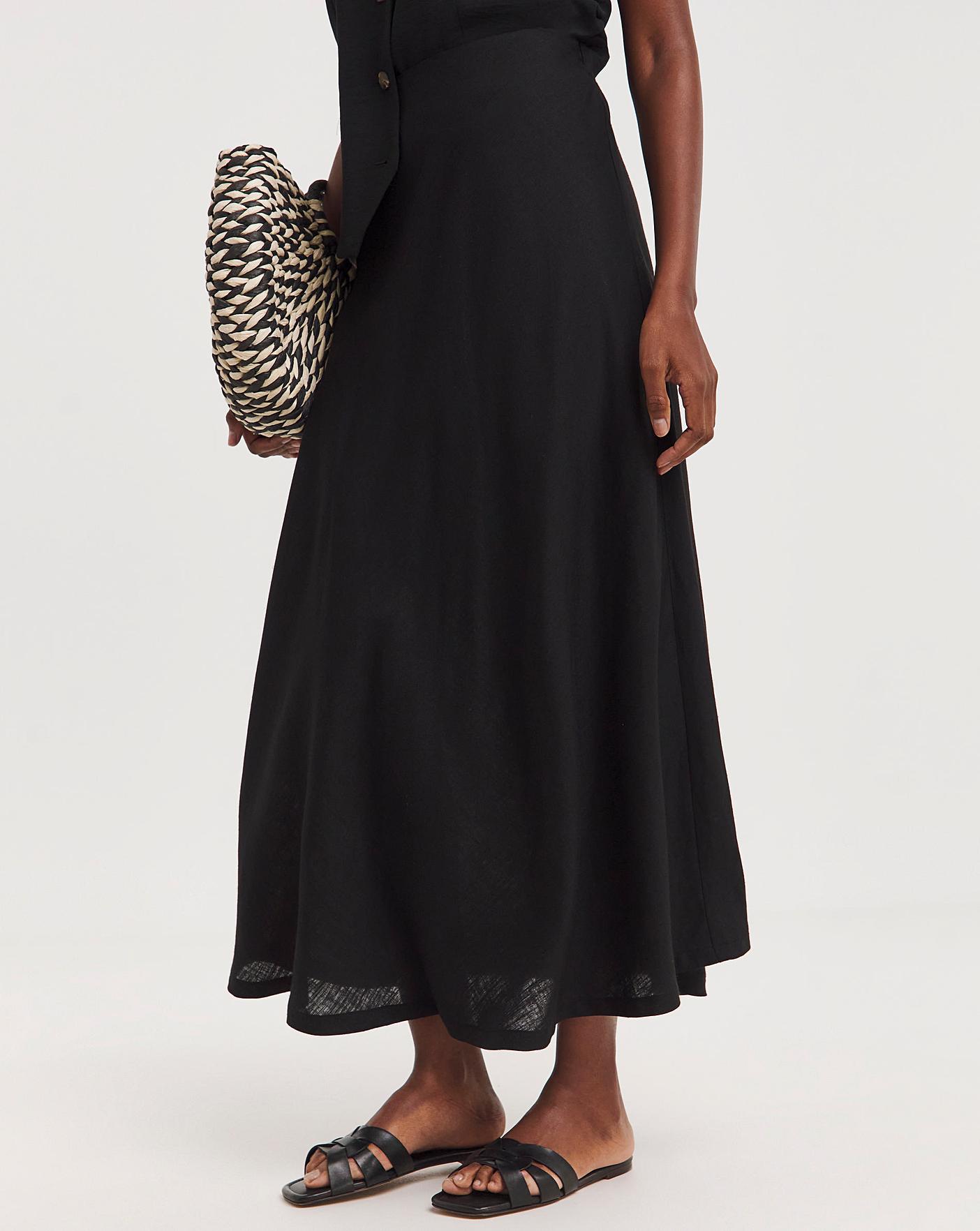 Black linen flare skirt best sale