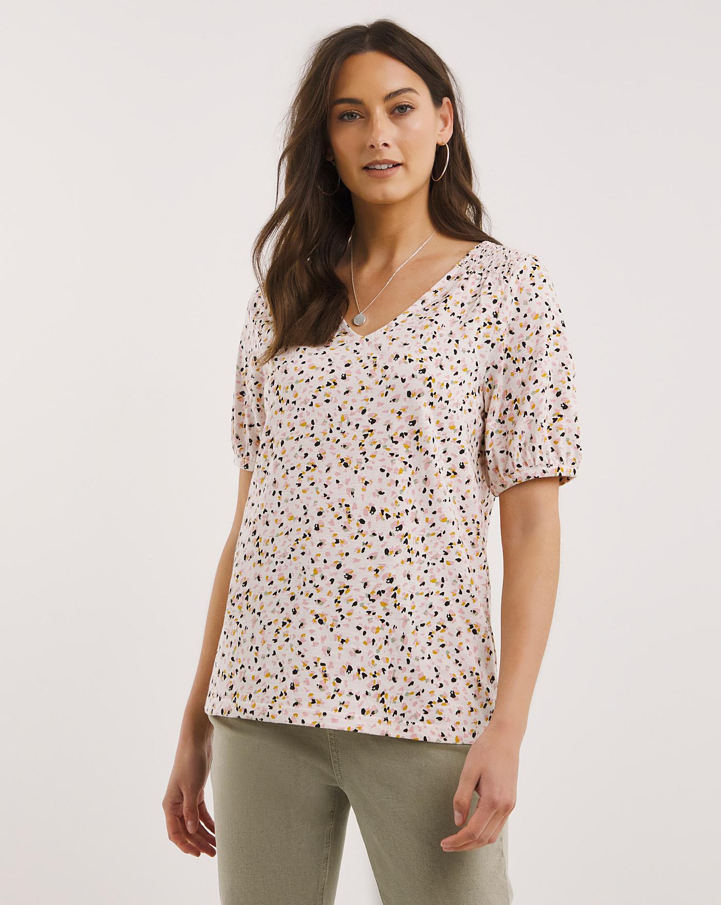 Julipa Shirred Shoulder T-Shirt | Oxendales