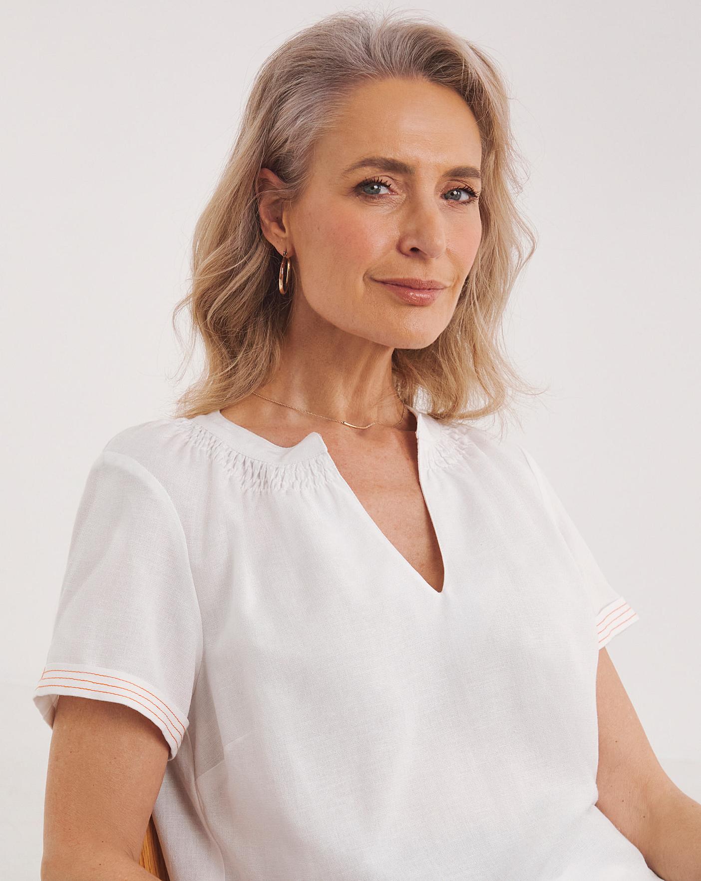 Julipa Notch Neck Linen Blouse | J D Williams