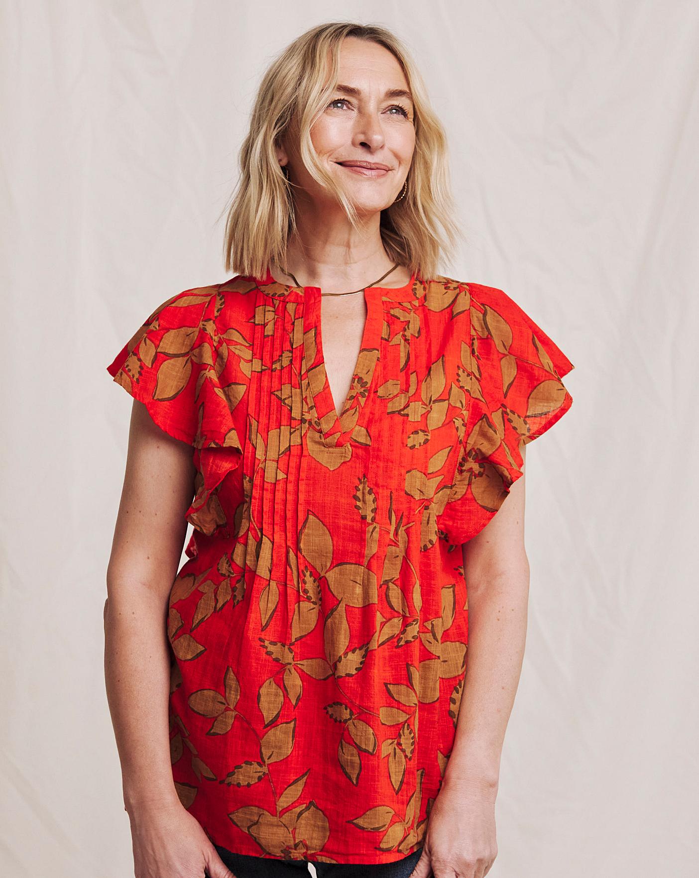 Julipa Flutter Sleeve Pintuck Blouse | Oxendales