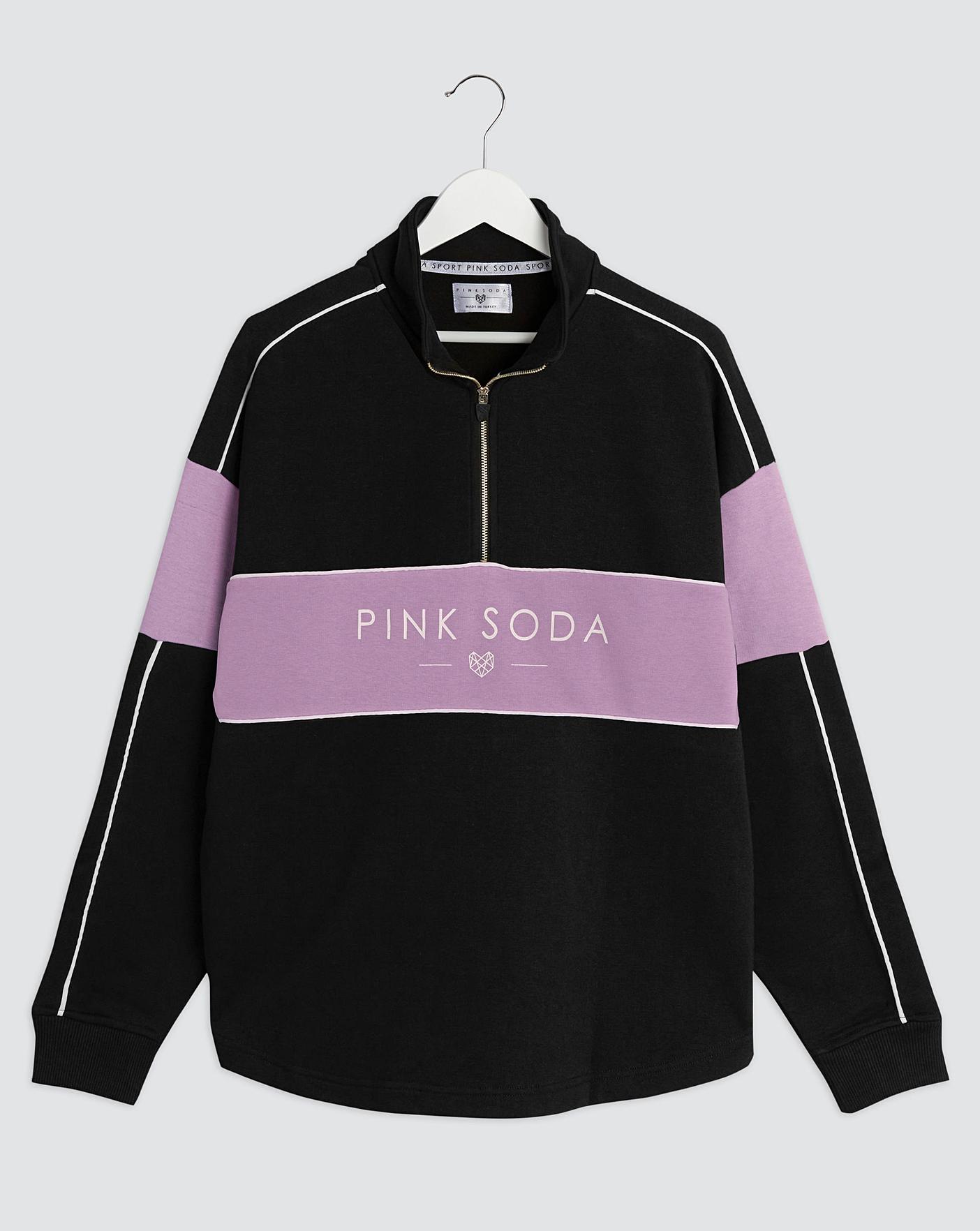 pink soda sport logo panel hoodie