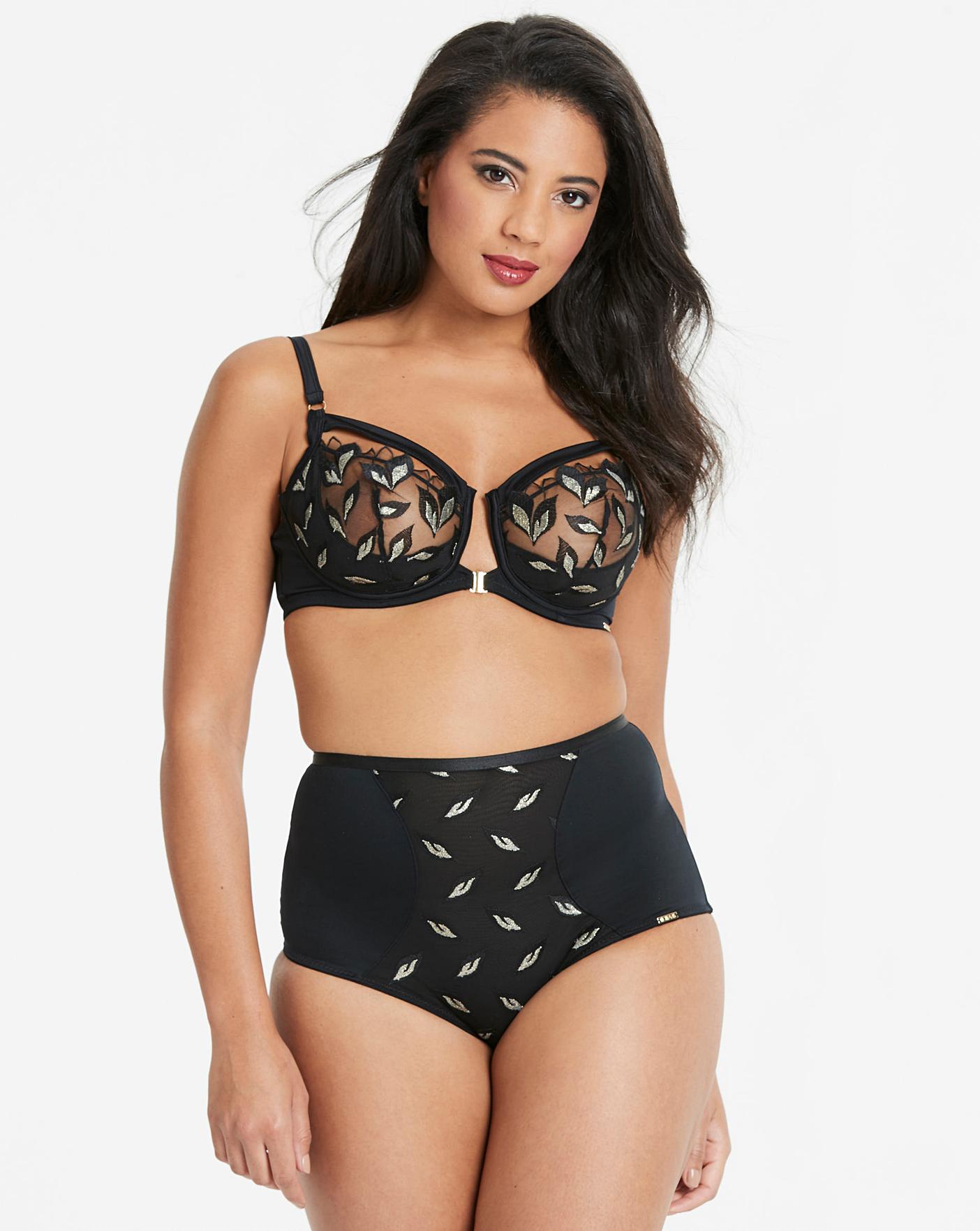 Womens Deep Briefs Figleaves Curve Leaf Embroidered Underwear Simply Be