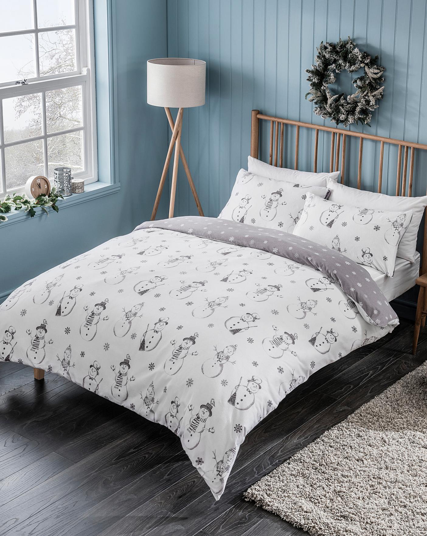 Sketchy Snowman Brushed Cotton Duvet Set Simply Be