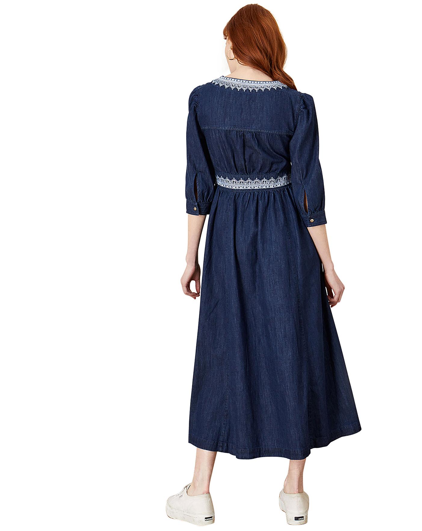 Monsoon Bria Embroidered Denim Dress | Ambrose Wilson