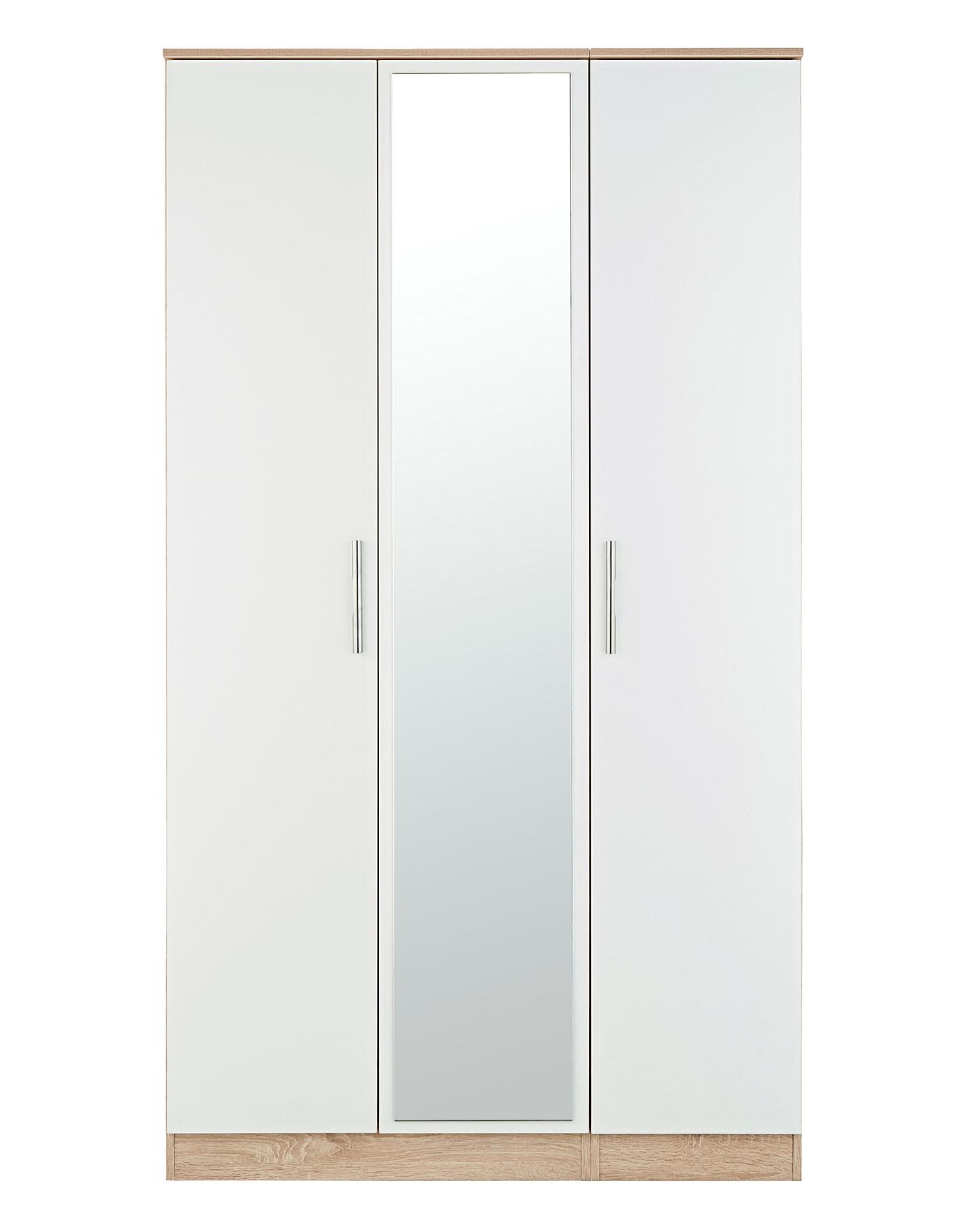 Leo Gloss 3 Door Mirrored Wardrobe Home Essentials