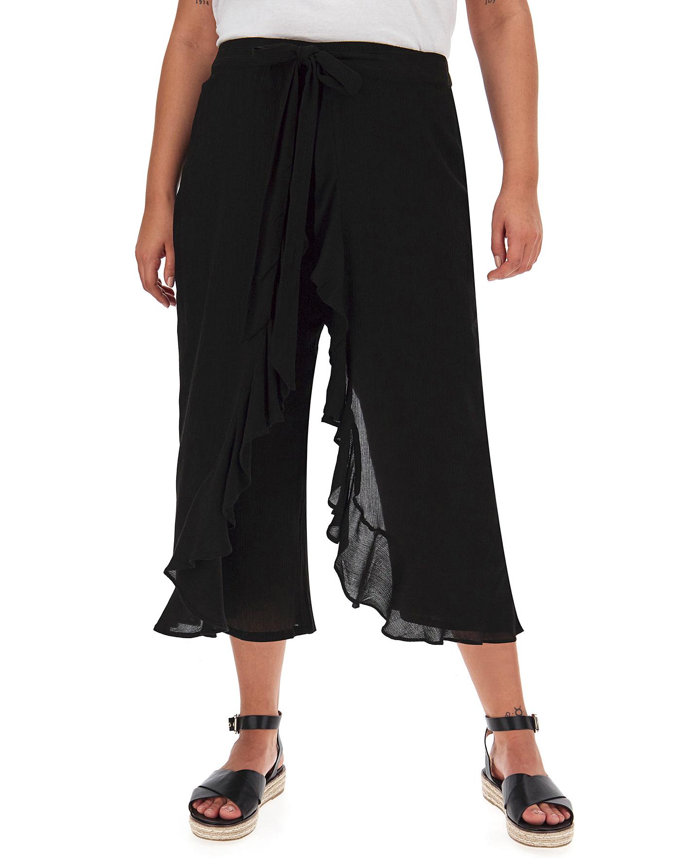 Crinkle Wrap Crop Trousers | Simply Be