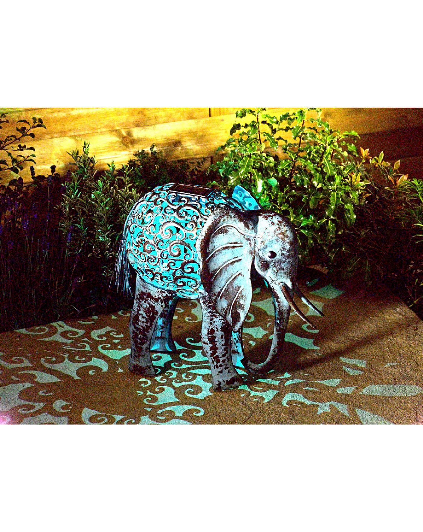 solar powered metal elephant