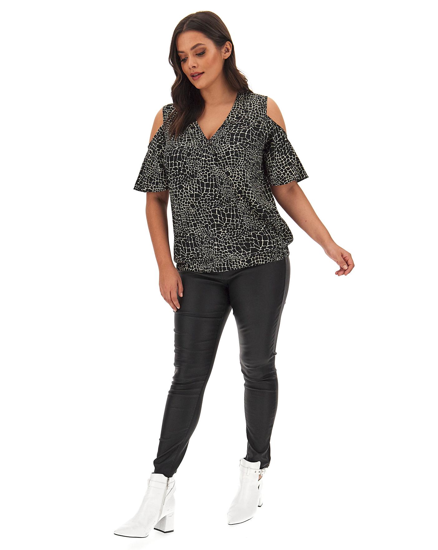Giraffe Print Cold Shoulder Wrap Top Simply Be